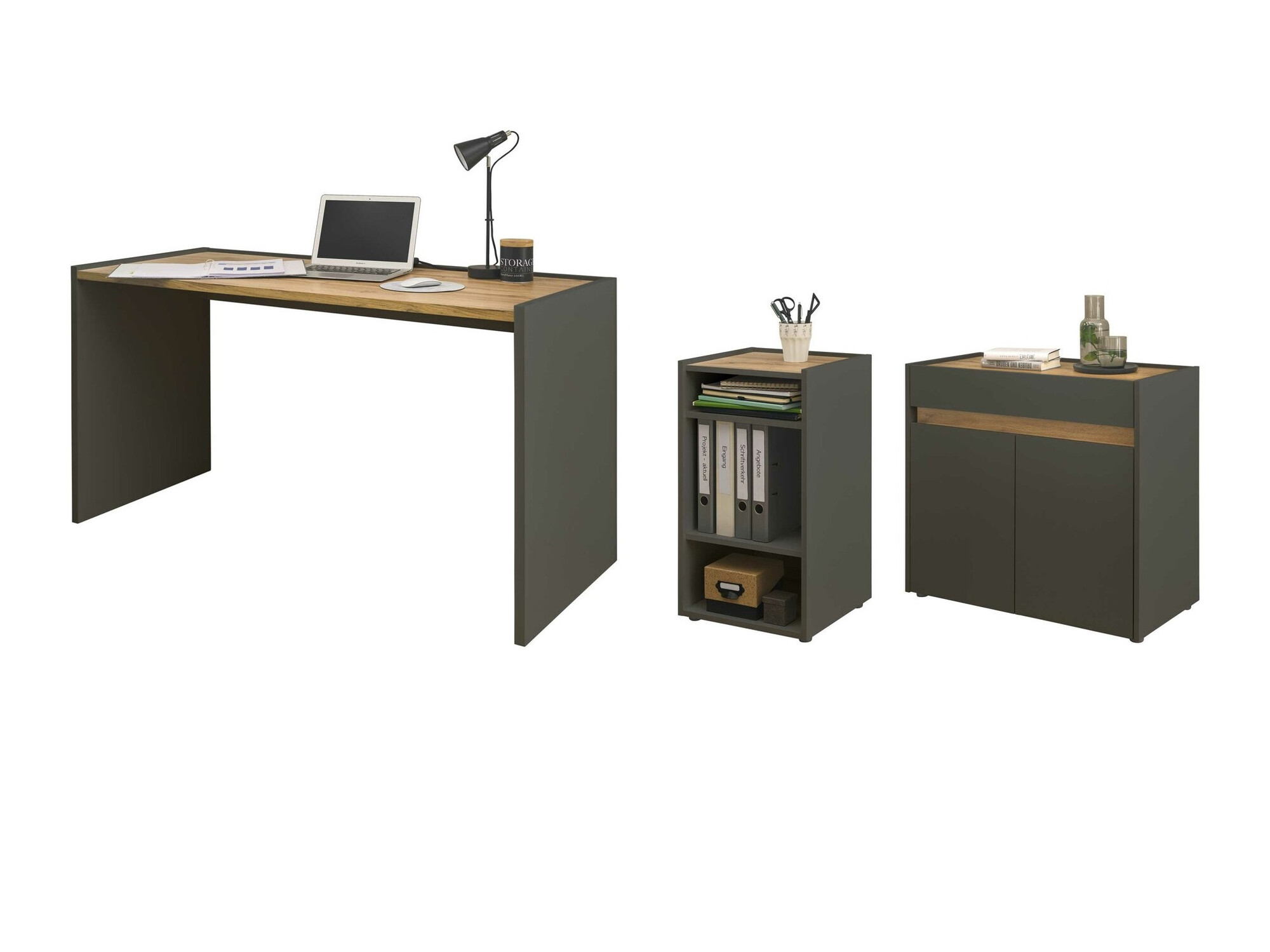 Conjunto para oficina en casa Elbsori 151 (Antracita + Roble wotan)