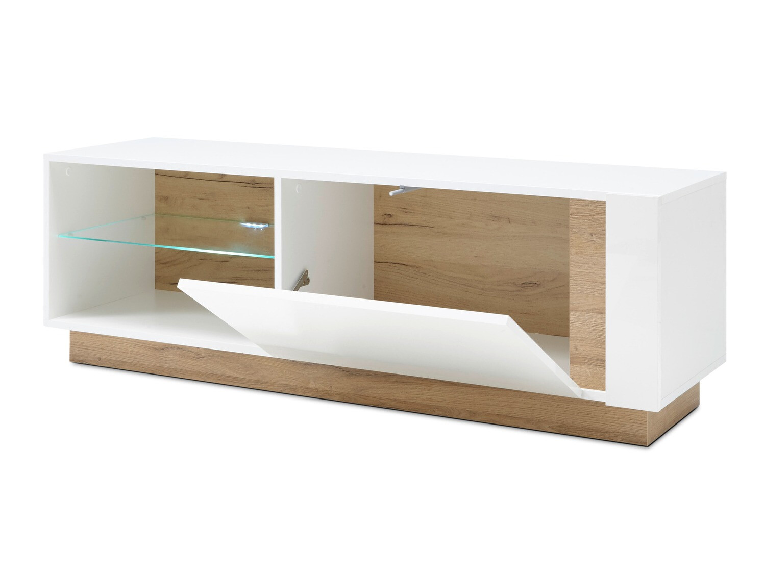 Mueble TV Veropho 102 (Blanco brillante + Roble nieto)