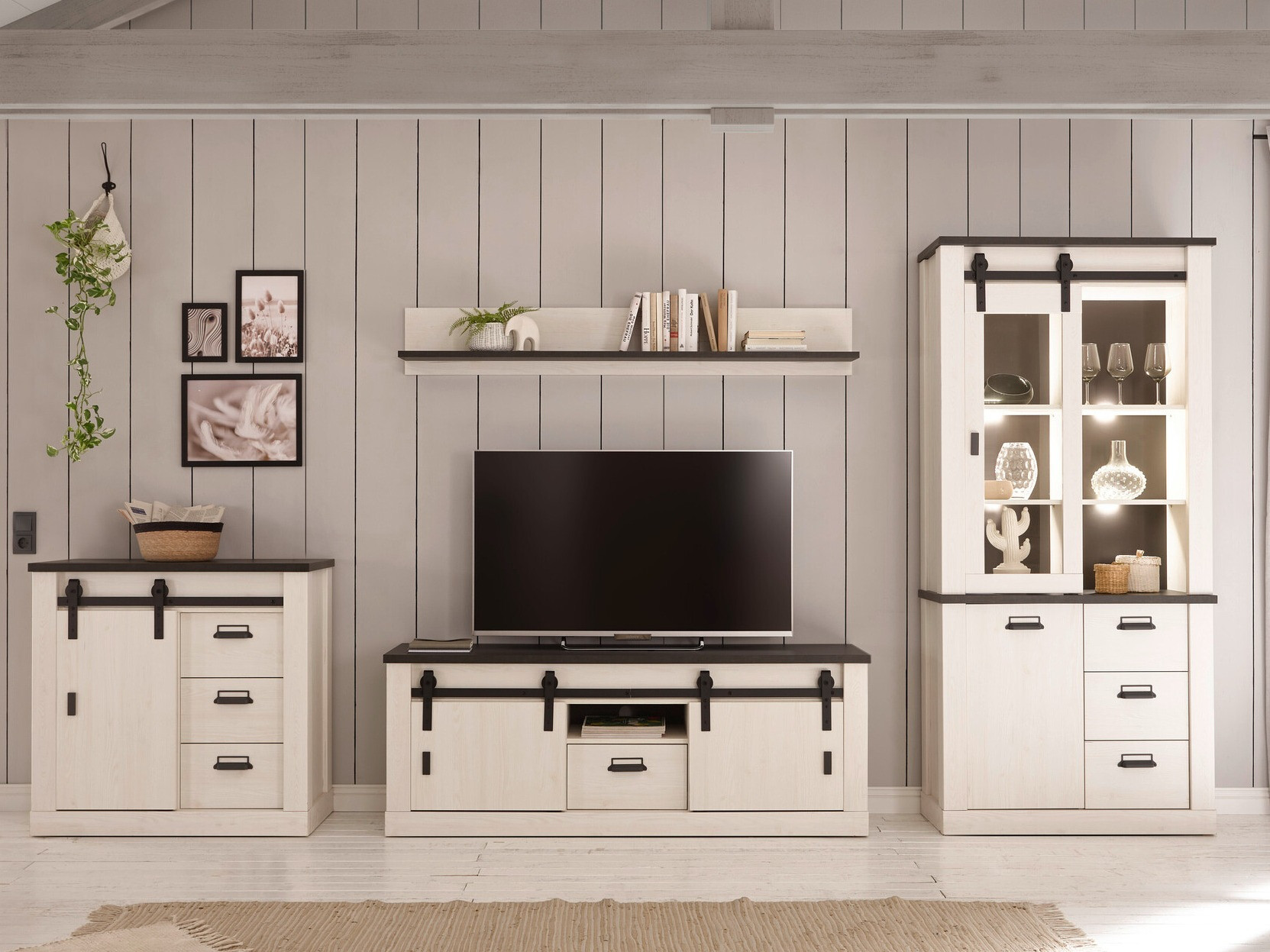 Cómoda Cirtale 117 (Antracita + Pino blanqueado)