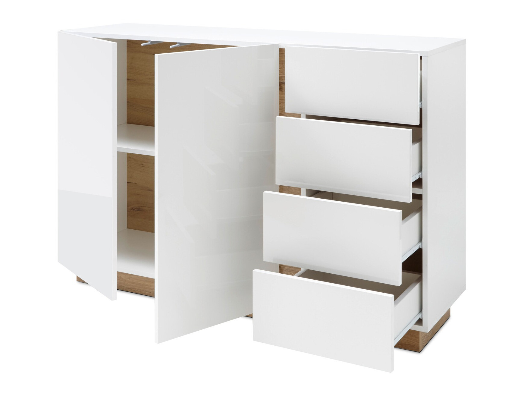 Cómoda Veropho 107 (Blanco brillante + Roble nieto)