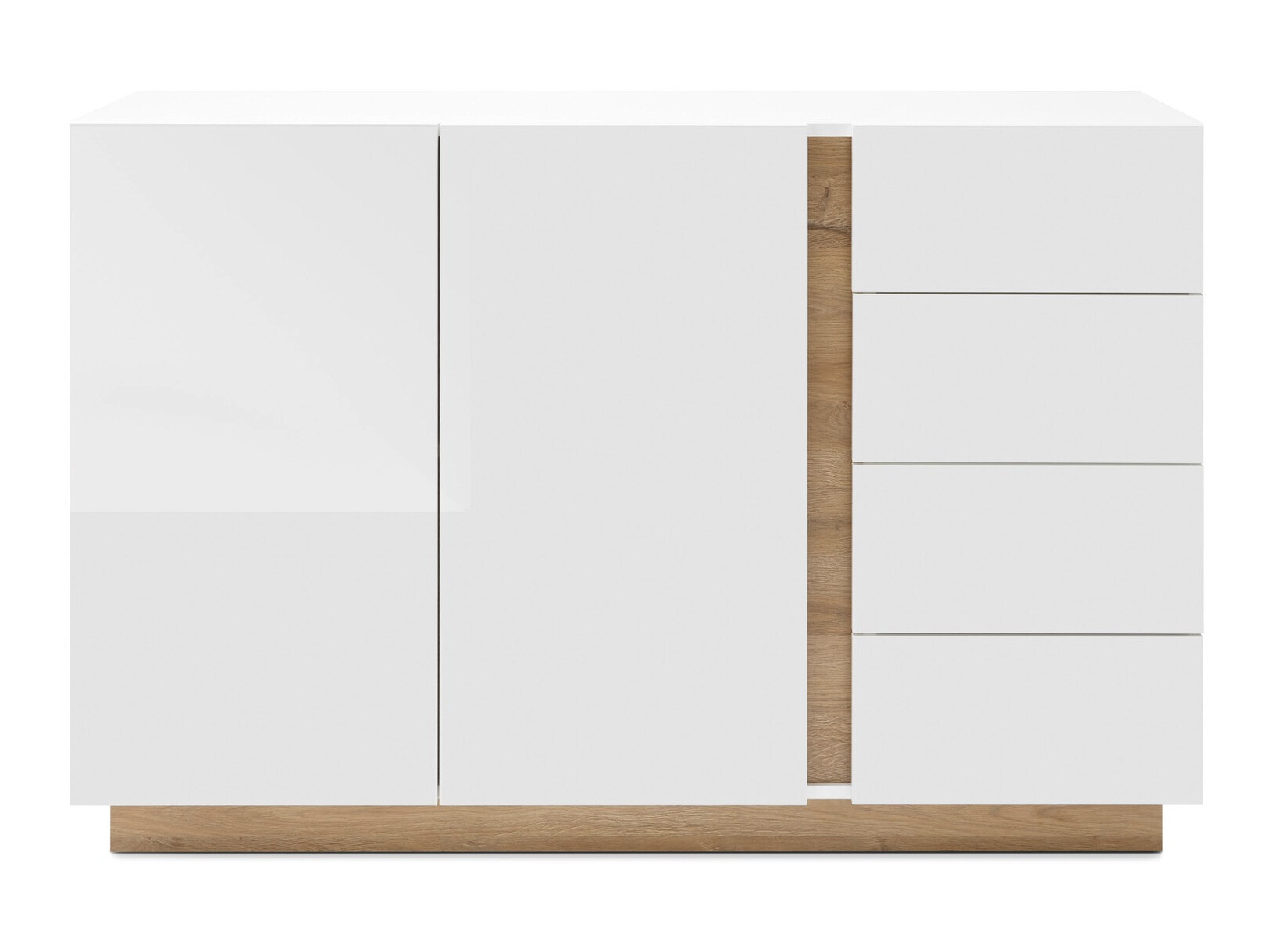 Cómoda Veropho 107 (Blanco brillante + Roble nieto)