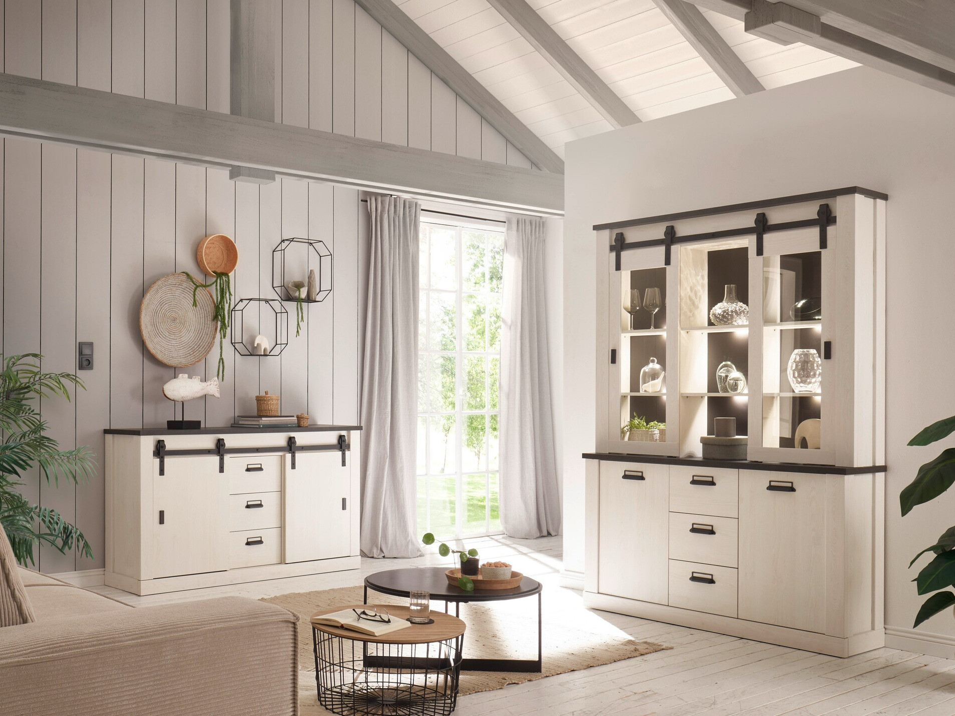 Estantería Cirtale 110 (Pino blanqueado + Antrahite)