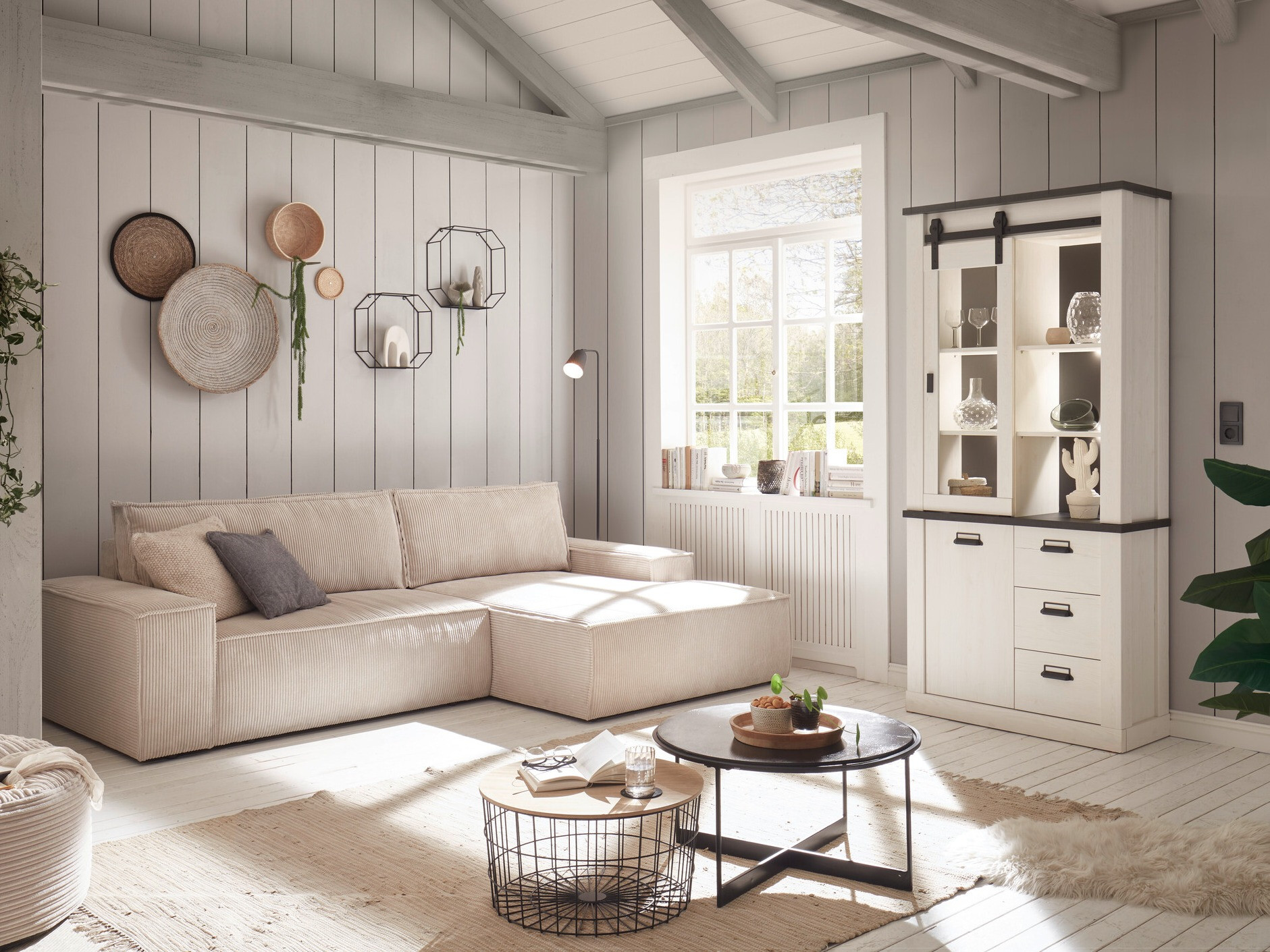 Estantería Cirtale 114 (Pino blanqueado + Antrahite)