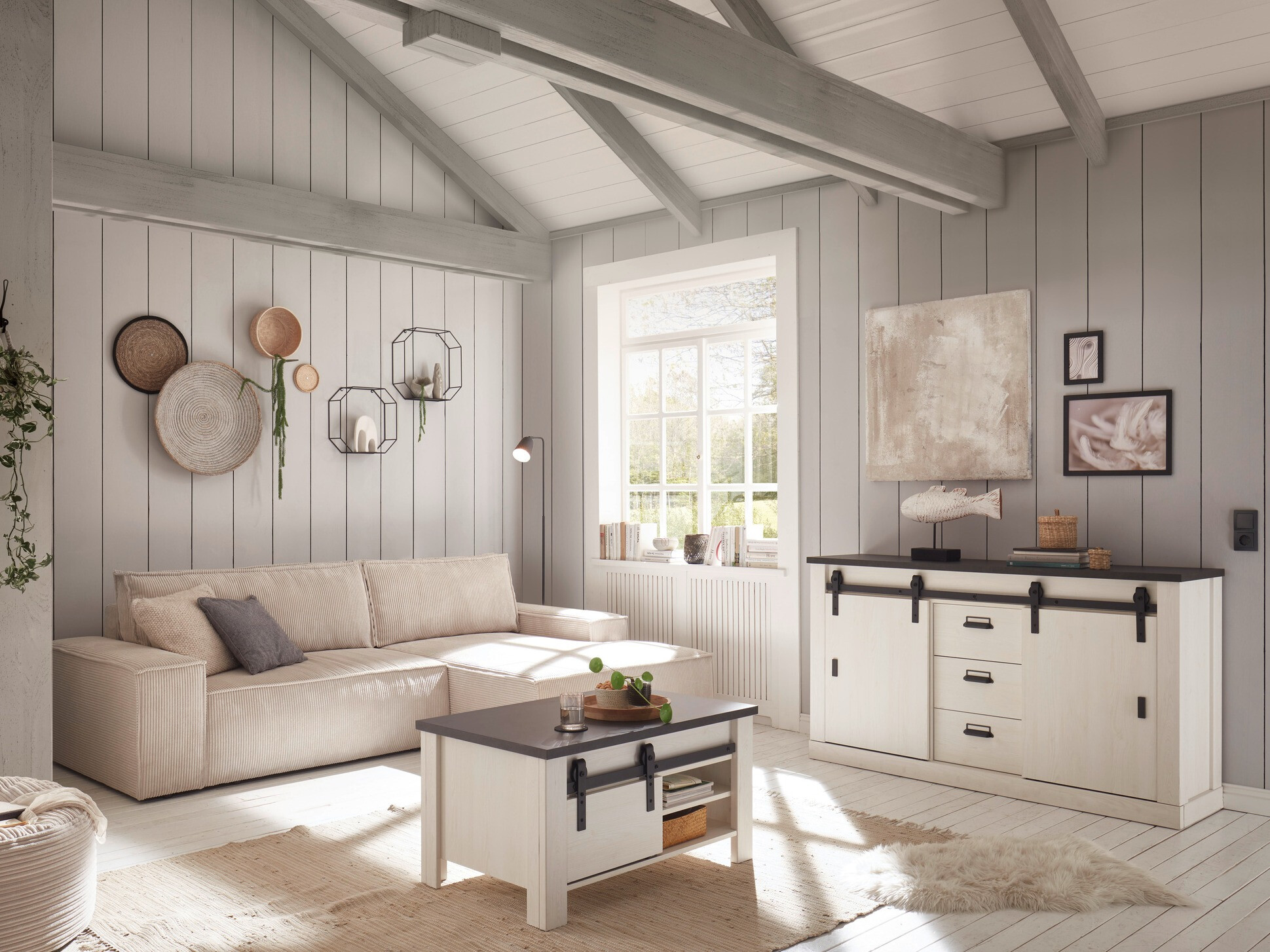 Mesa de centro Cirtale 111 (Antracita + Pino blanqueado)