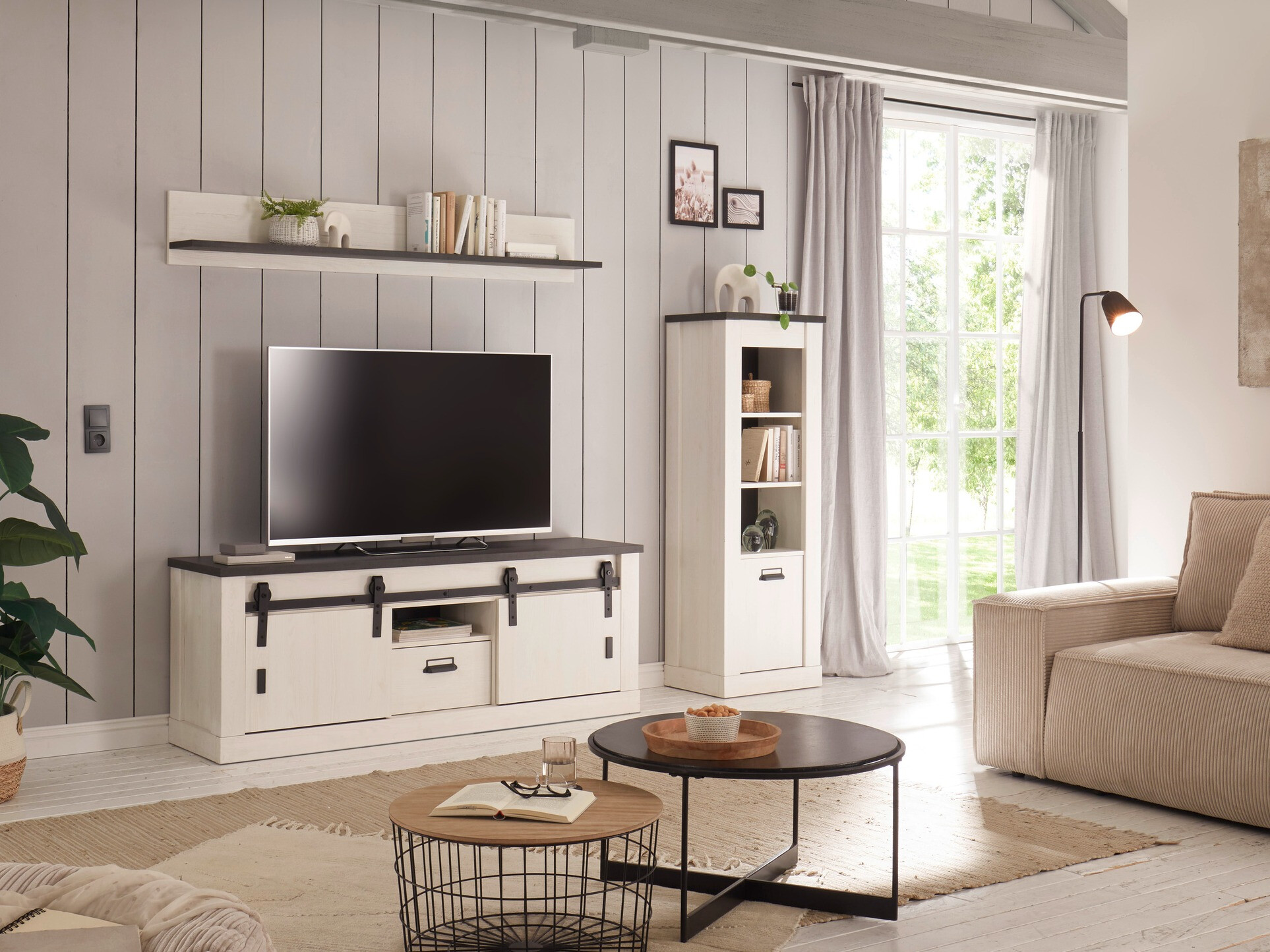 Mueble TV Cirtale 112 (Antracita + Pino blanqueado)