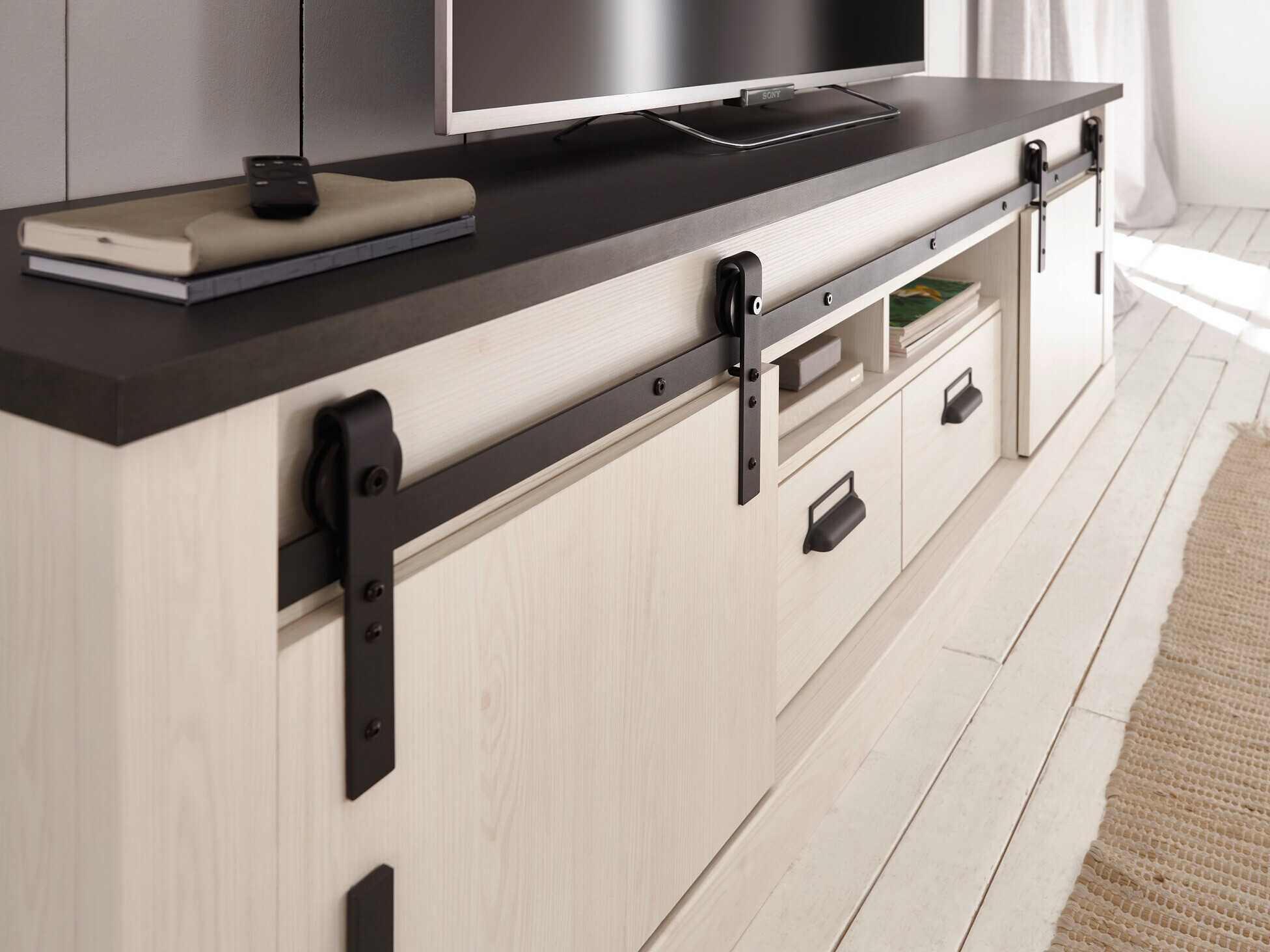 Mueble TV Cirtale 113 (Antracita + Pino blanqueado)