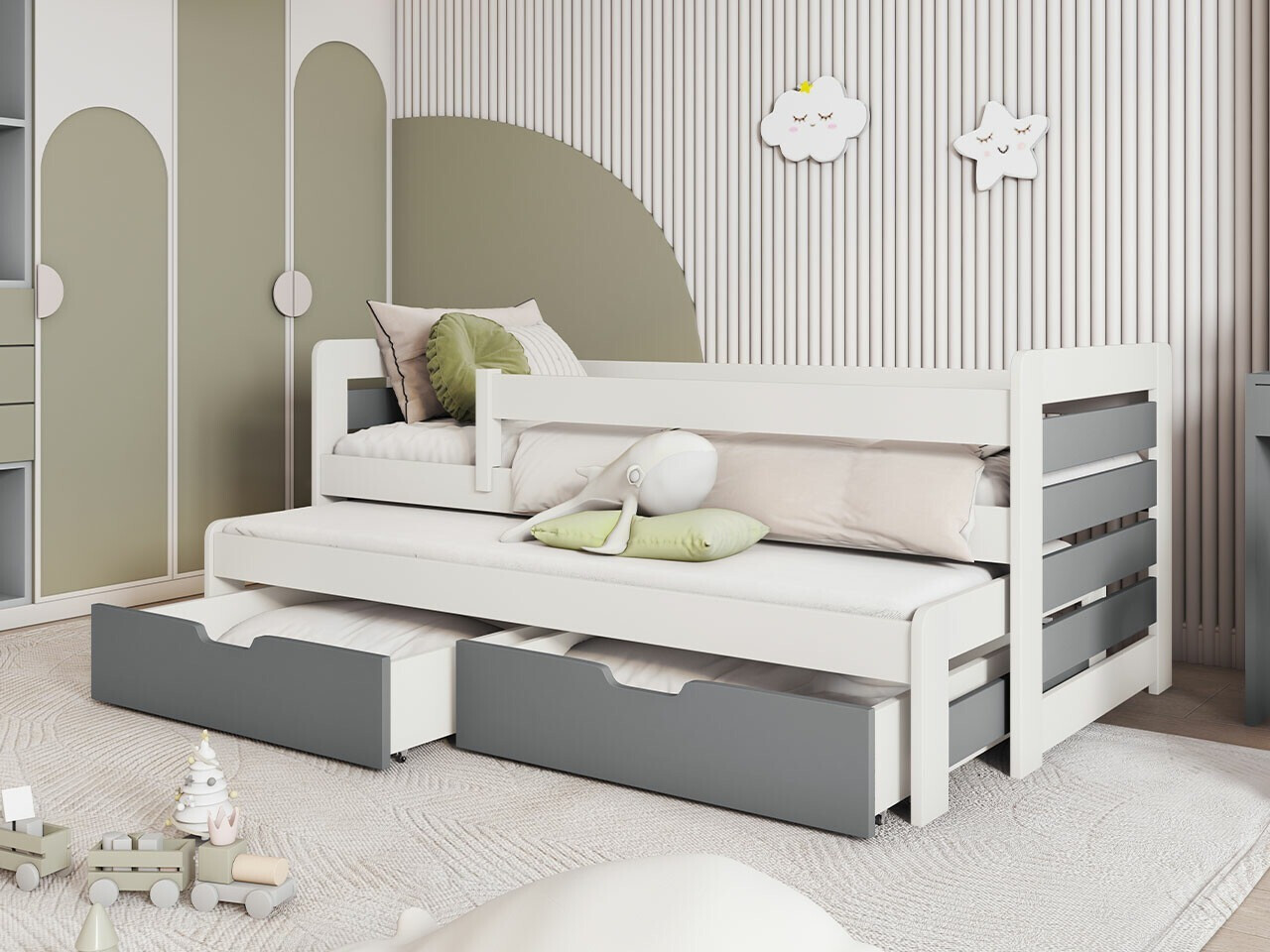 Cama Henderson 127 (Blanco + Gris)