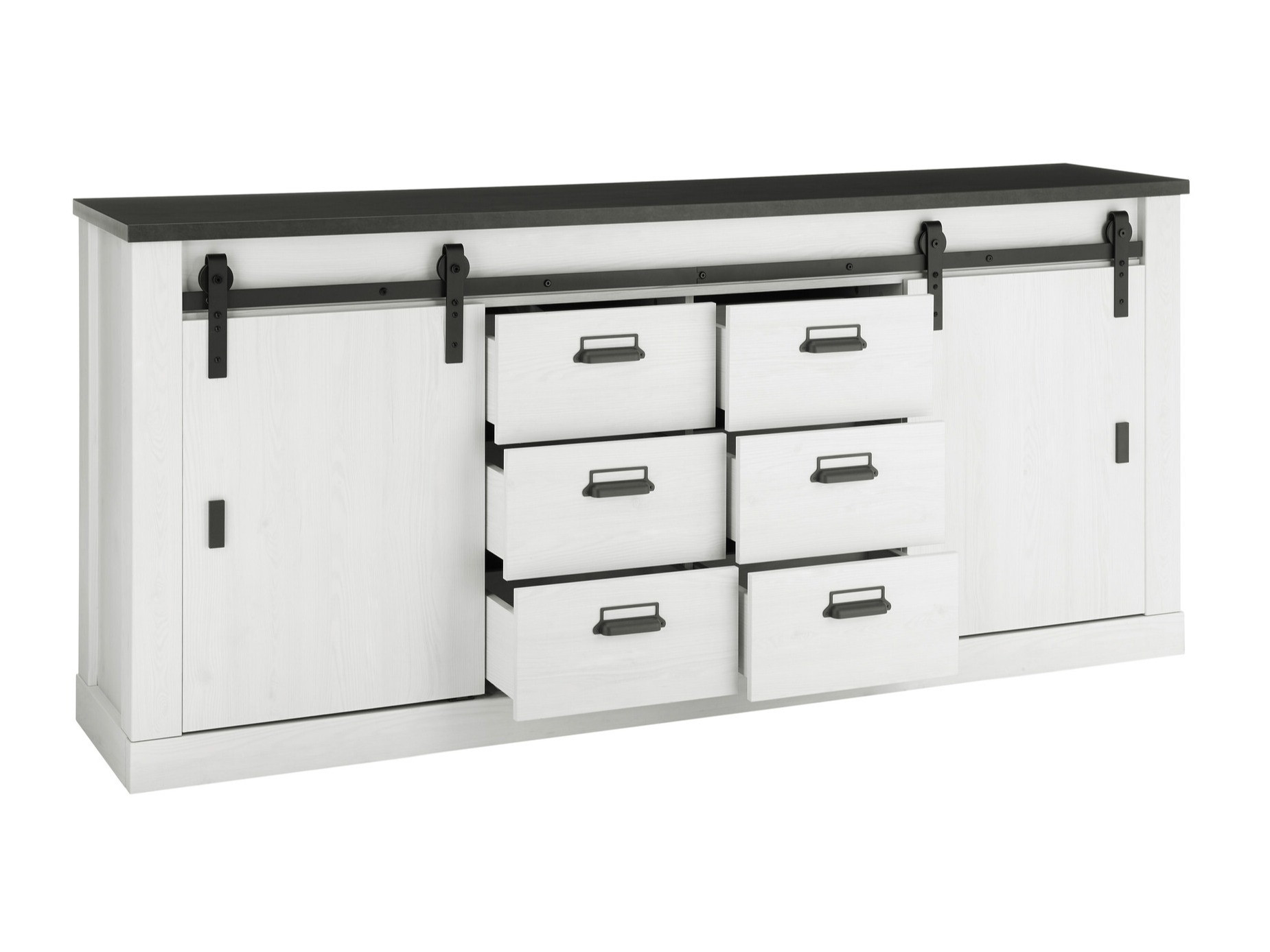 Cómoda Cirtale 118 (Antracita + Pino blanqueado)