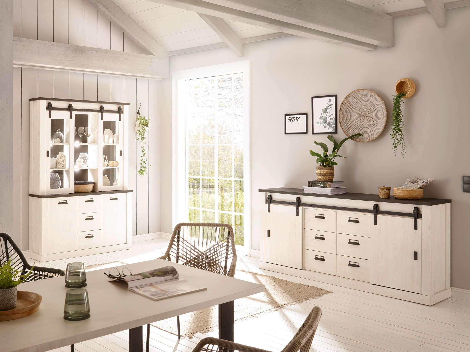 Cómoda Cirtale 118 (Antracita + Pino blanqueado)