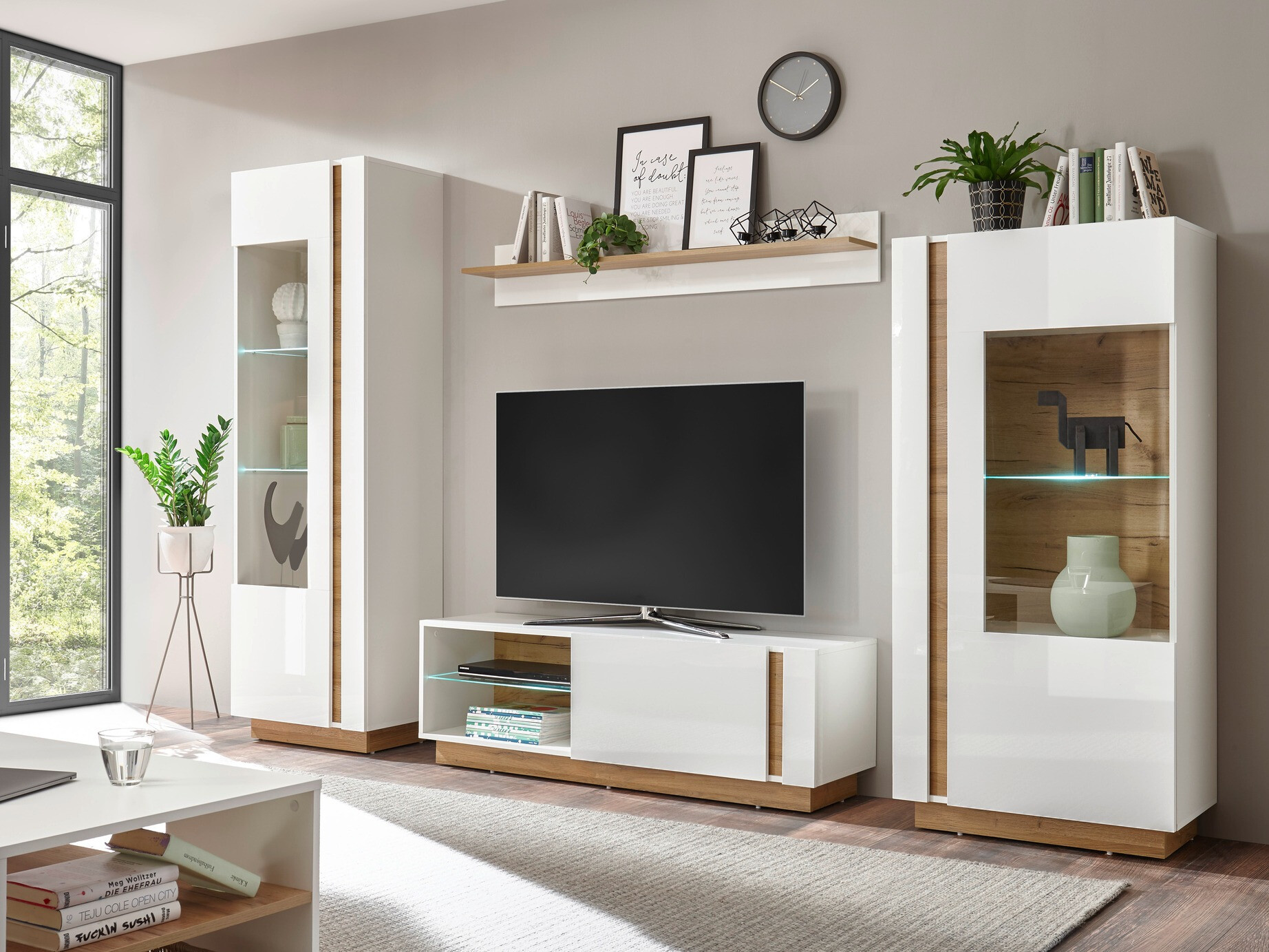 Conjunto de salón Veropho 110 (Blanco brillante + Roble nieto)