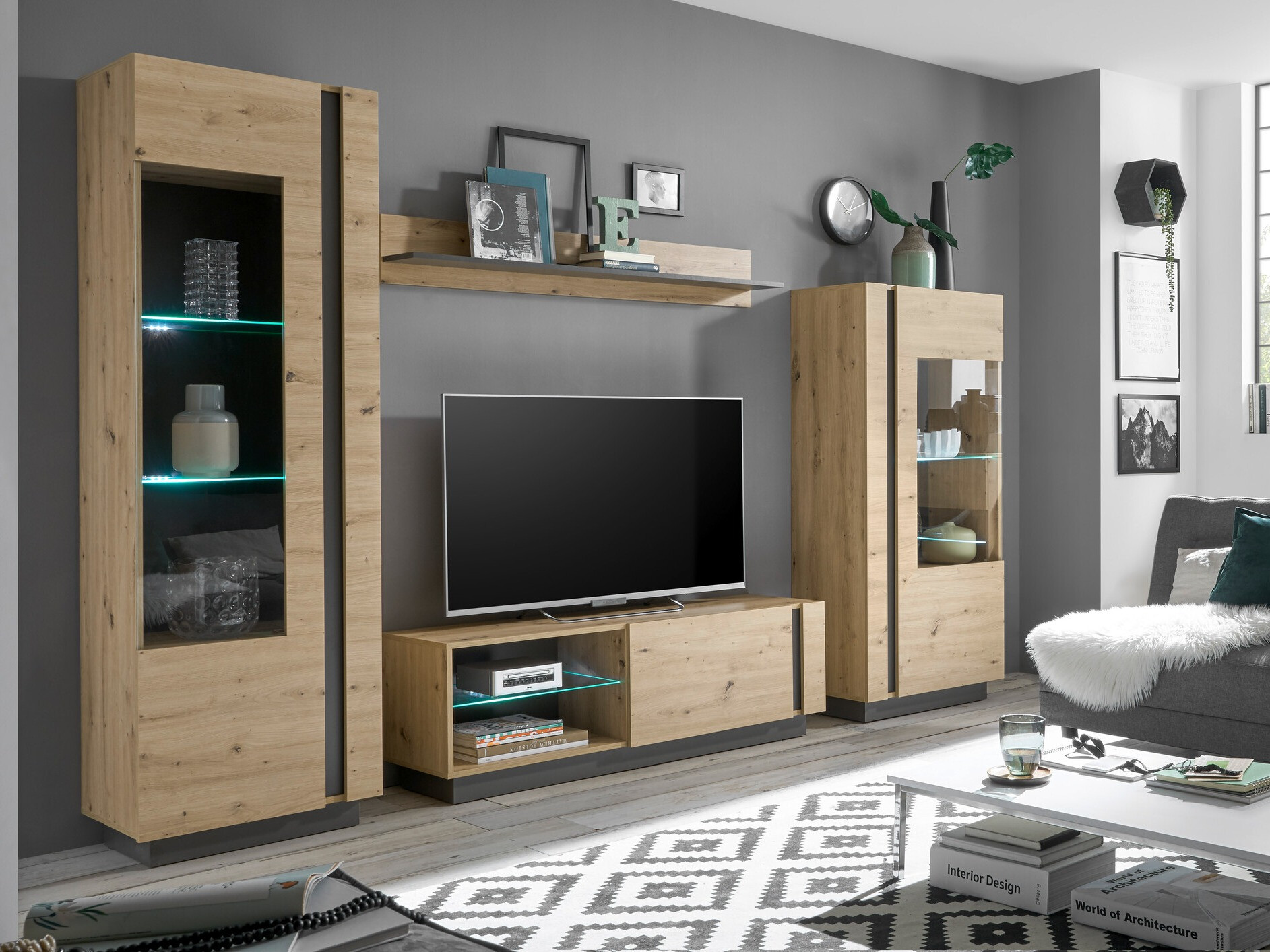 Conjunto de salón Veropho 110 (Roble Artisan + Grafito)