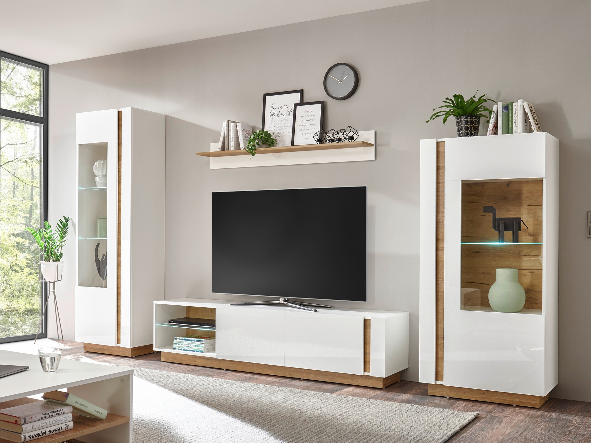 Conjunto de salón Veropho 112 (Blanco brillante + Roble nieto)