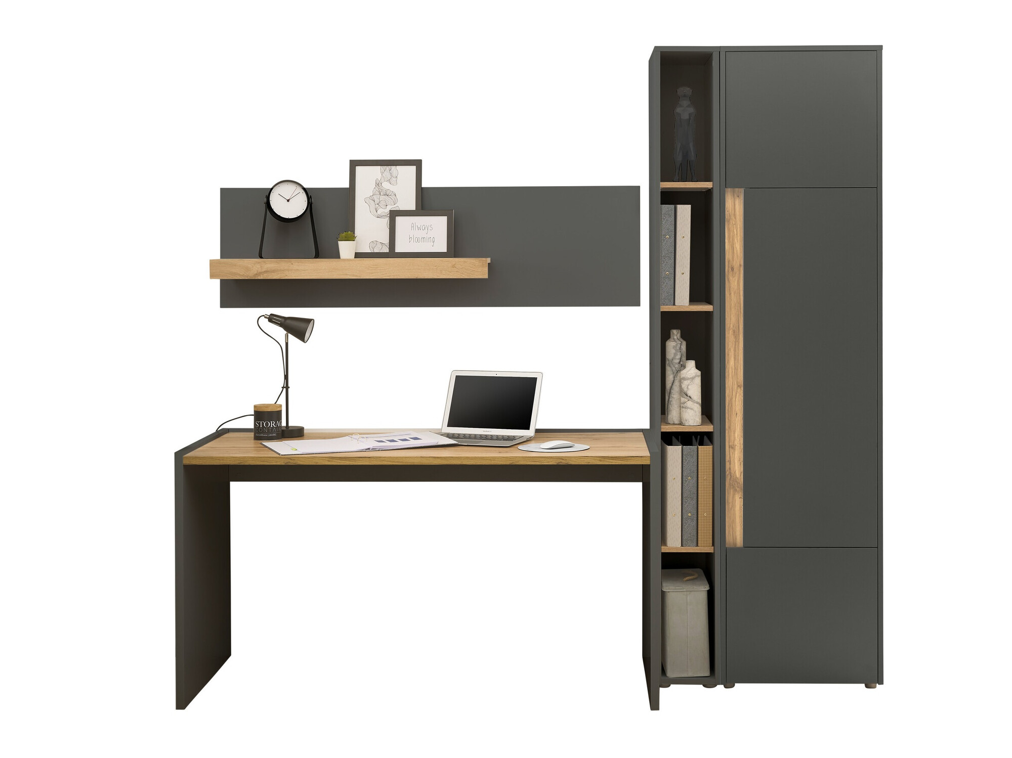 Conjunto para oficina en casa Elbsori 155 (Antracita + Roble wotan)