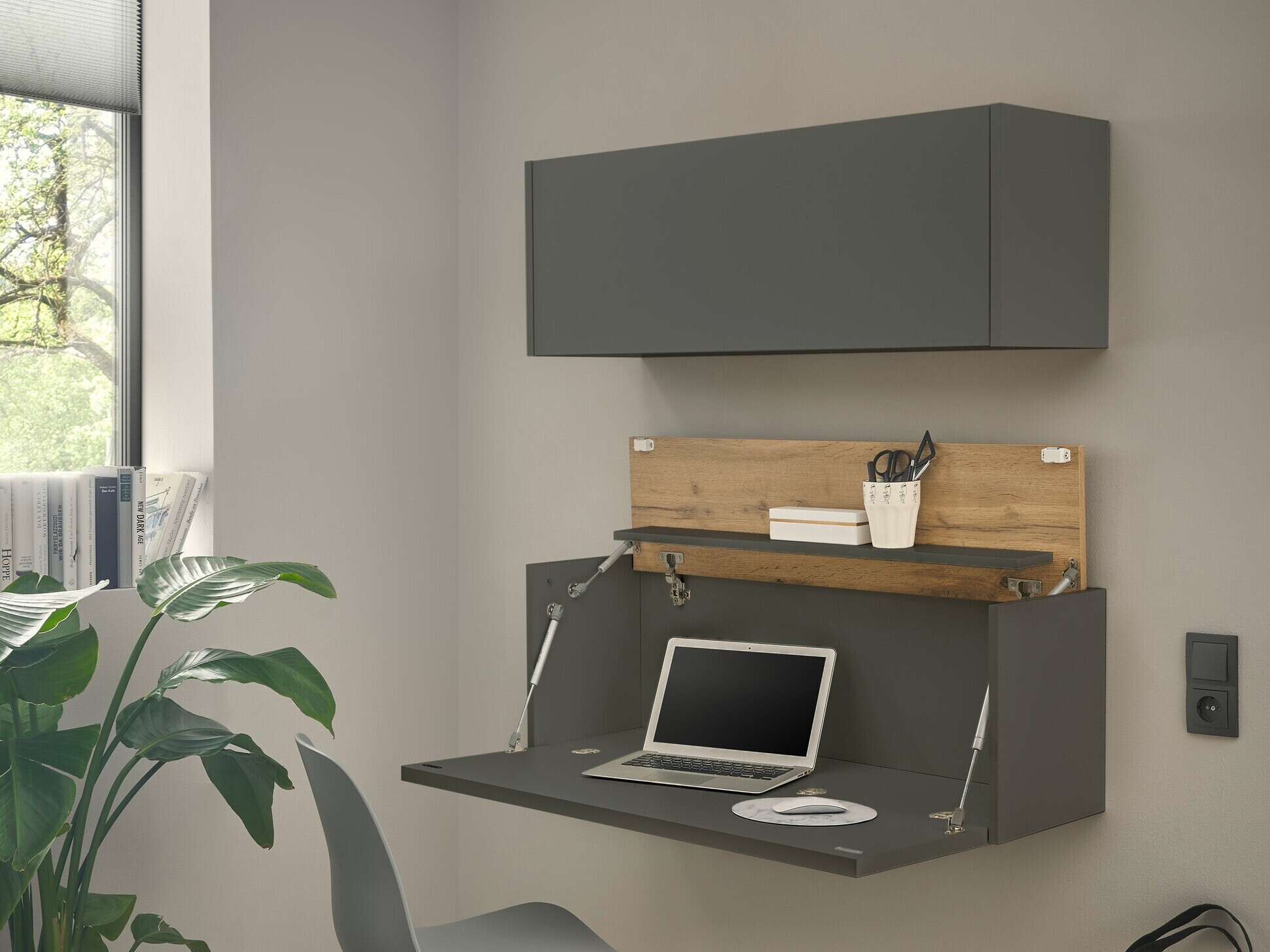 Conjunto para oficina en casa Elbsori 158 (Antracita + Roble wotan)