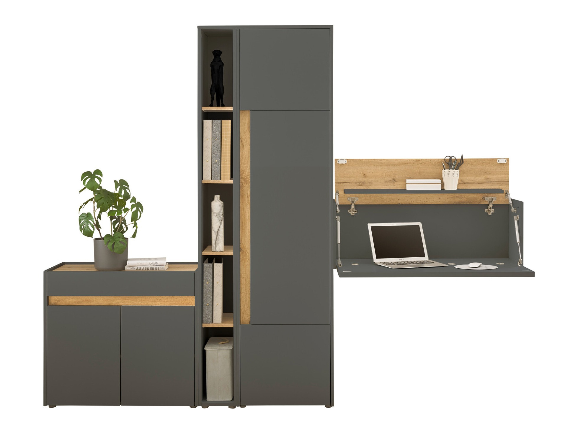 Conjuntos de muebles Elbsori 156 (Antracita + Roble wotan)