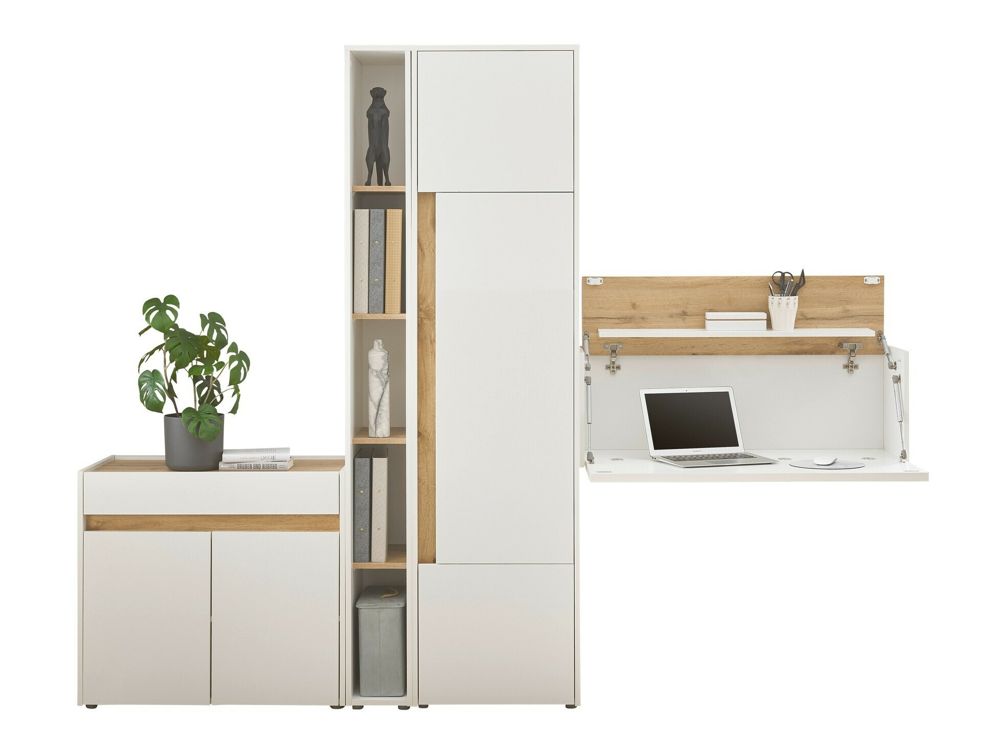 Conjuntos de muebles Elbsori 156 (Blanco + Roble wotan)