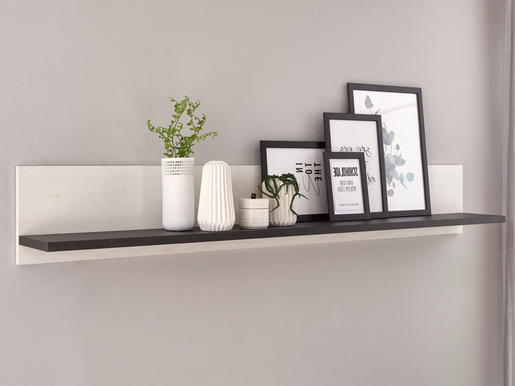 Estantería de pared Cirtale 120 (Antracita + Pino blanqueado)