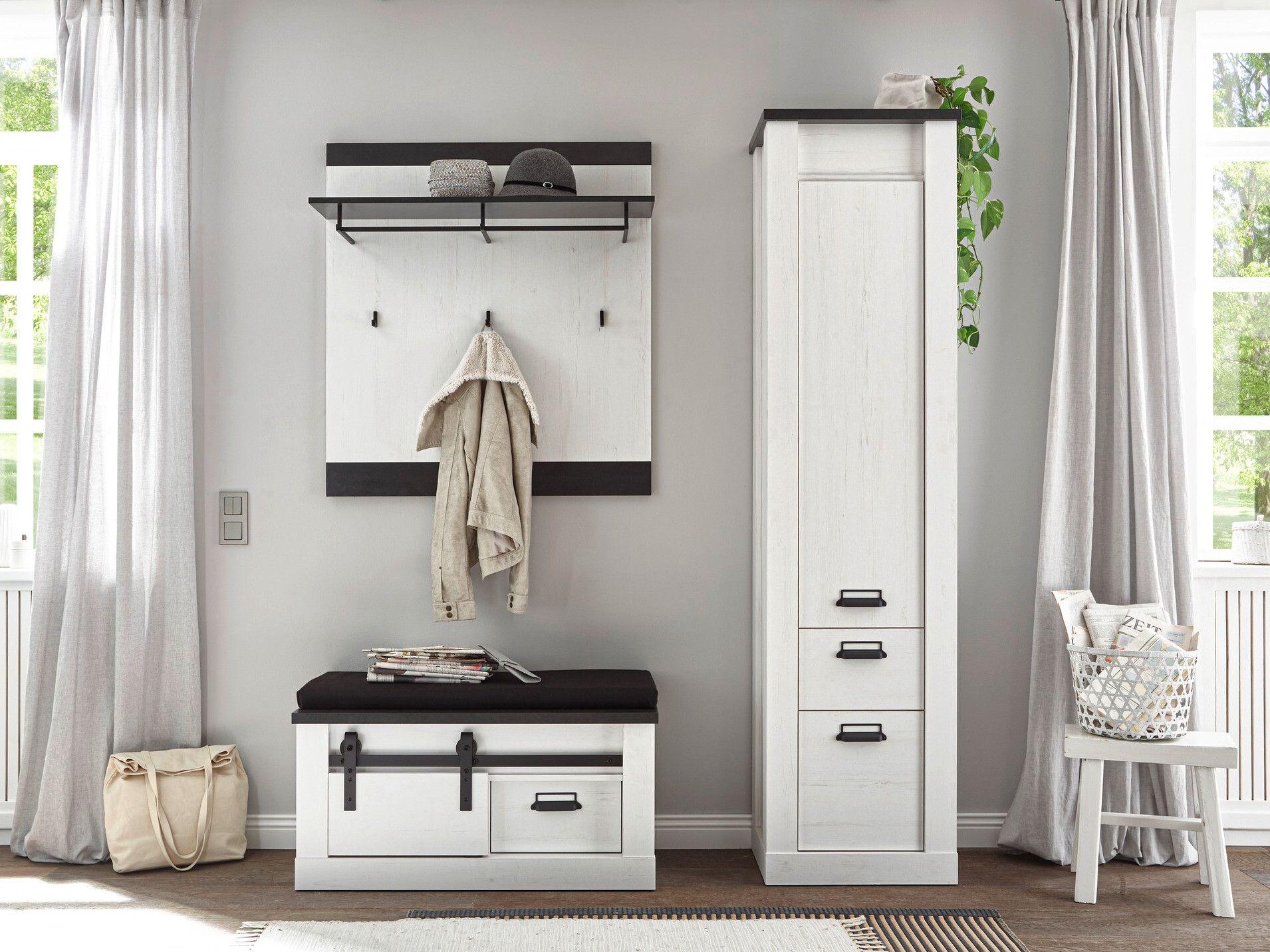 Perchero Cirtale 126 (Antracita + Pino blanqueado)