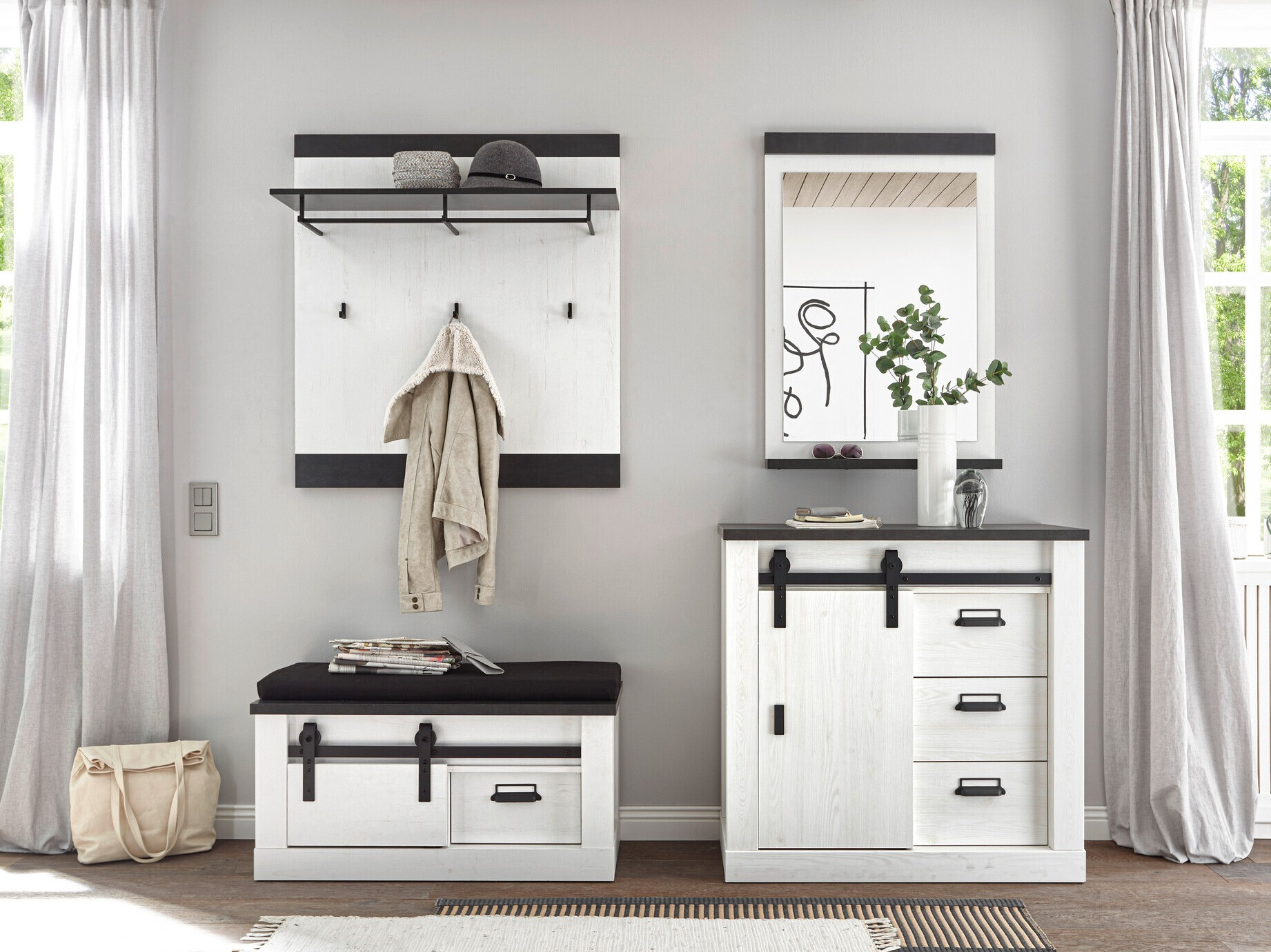 Zapatero Cirtale 125 (Antracita + Pino blanqueado)