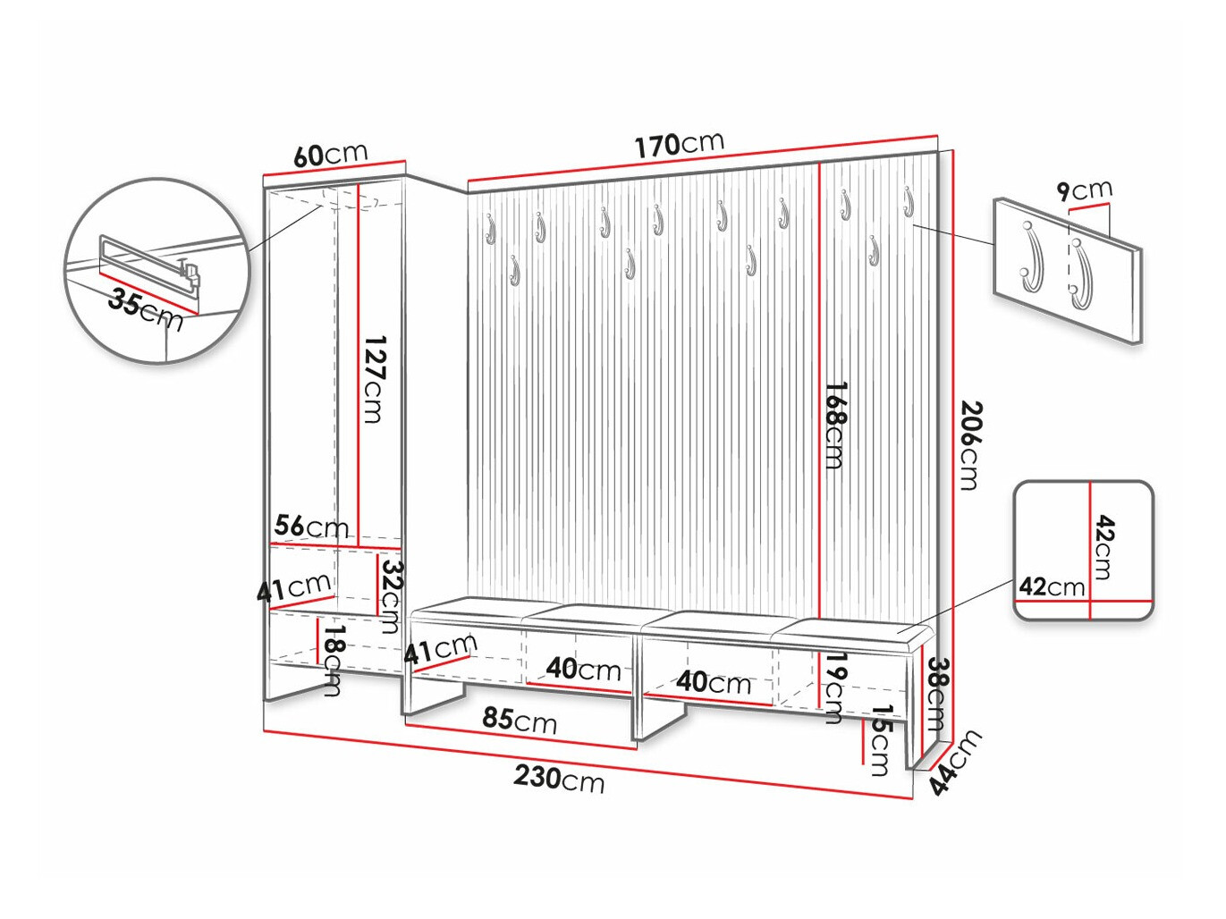 Conjunto para recibidor Donio VI (Roble Artisan + Manila 32)