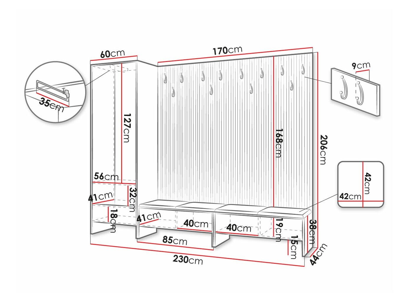 Conjunto para recibidor Hartford 484 (Roble Artisan + Manila 02)