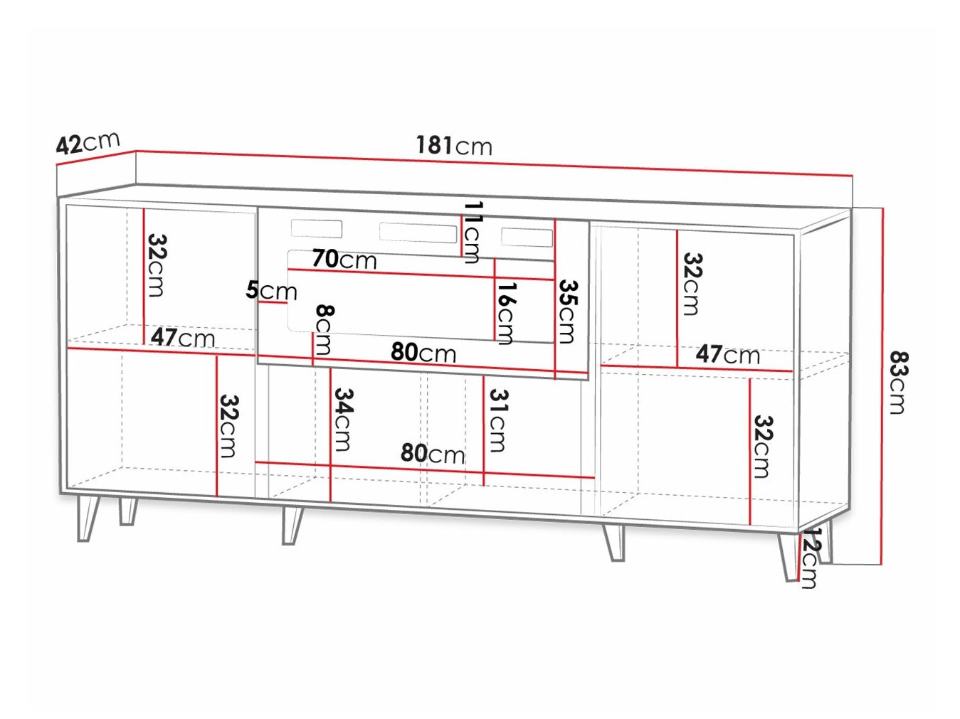 Aparador Dicto I (Negro + Dorado)