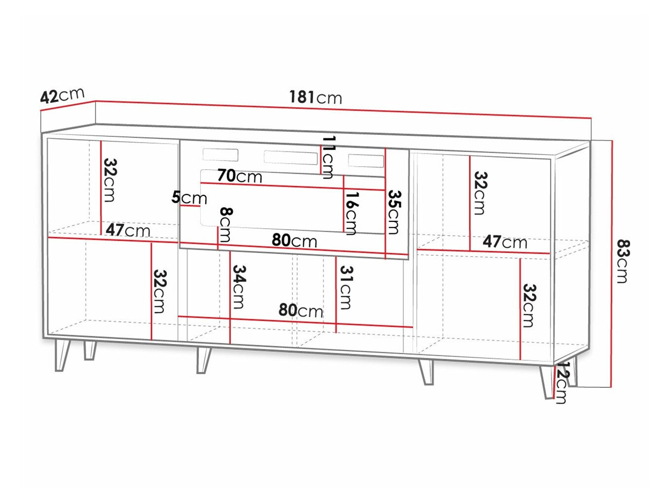 Aparador Levmari 104 (Negro + Dorado)