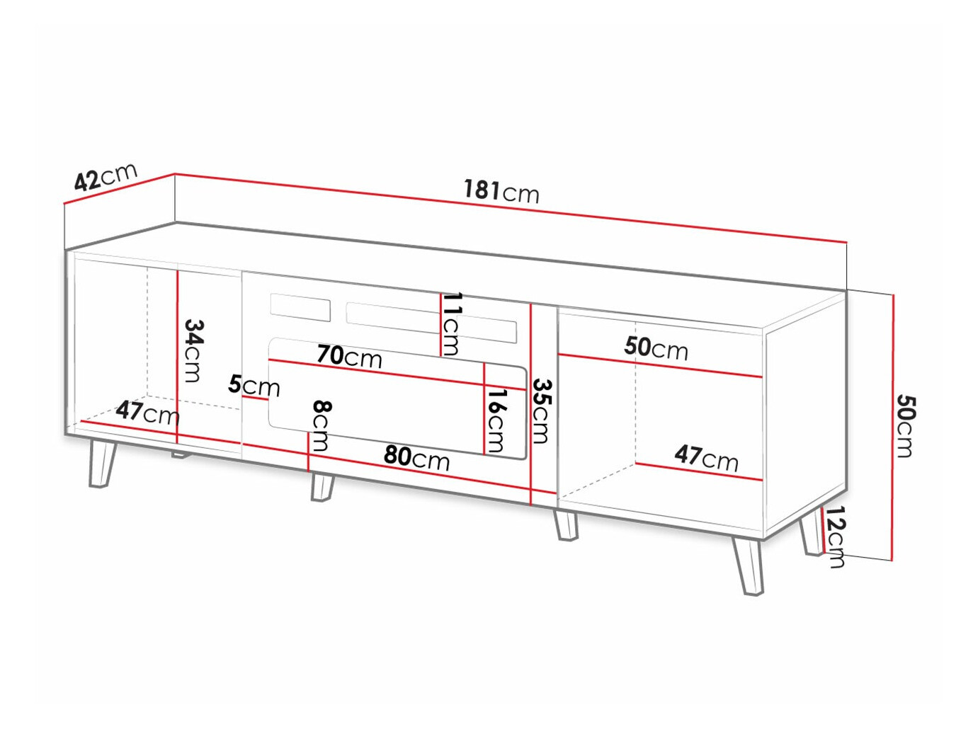 Mueble TV Dicto II (Blanco + Negro)