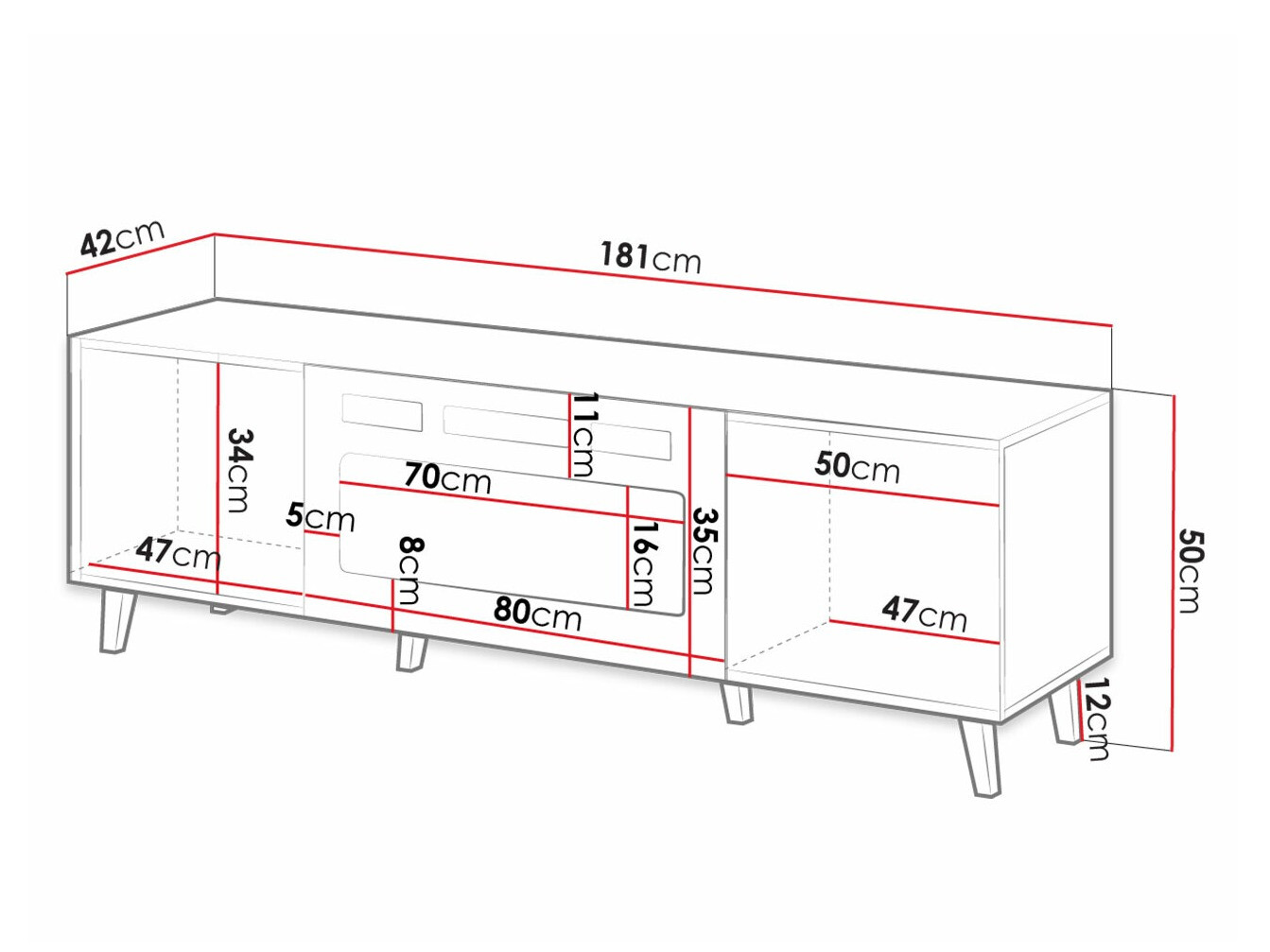 Mueble TV Dicto II (Blanco + Negro)