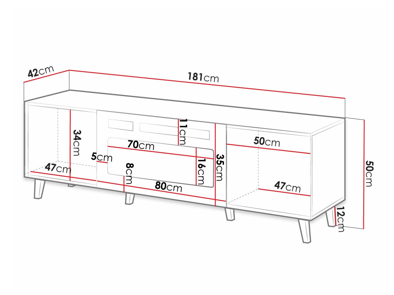 Mueble TV Levmari 106 (Negro + Dorado)