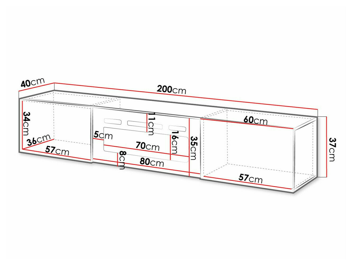 Mueble TV Charlotte 162 (Blanco + Blanco brillante)