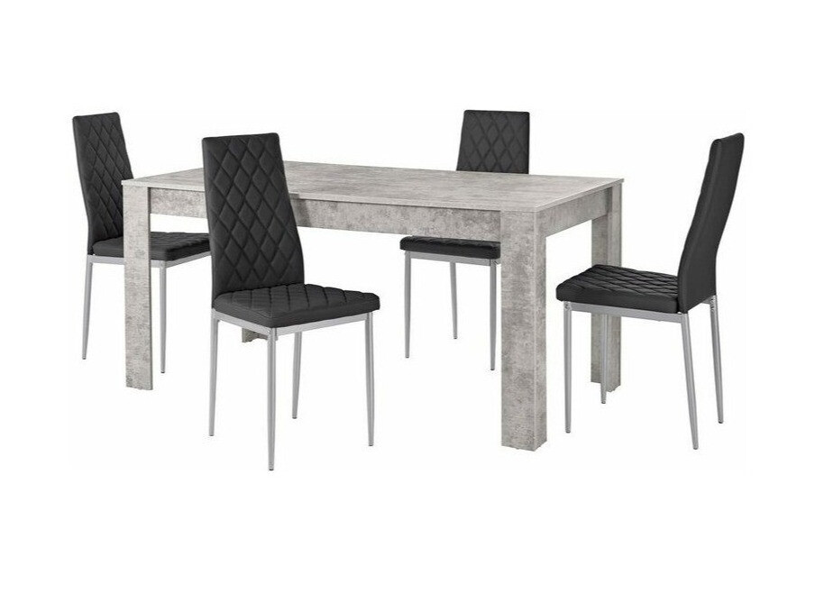 Conjunto de mesas y sillas para comedor Denton 601 (Negro + Plata)