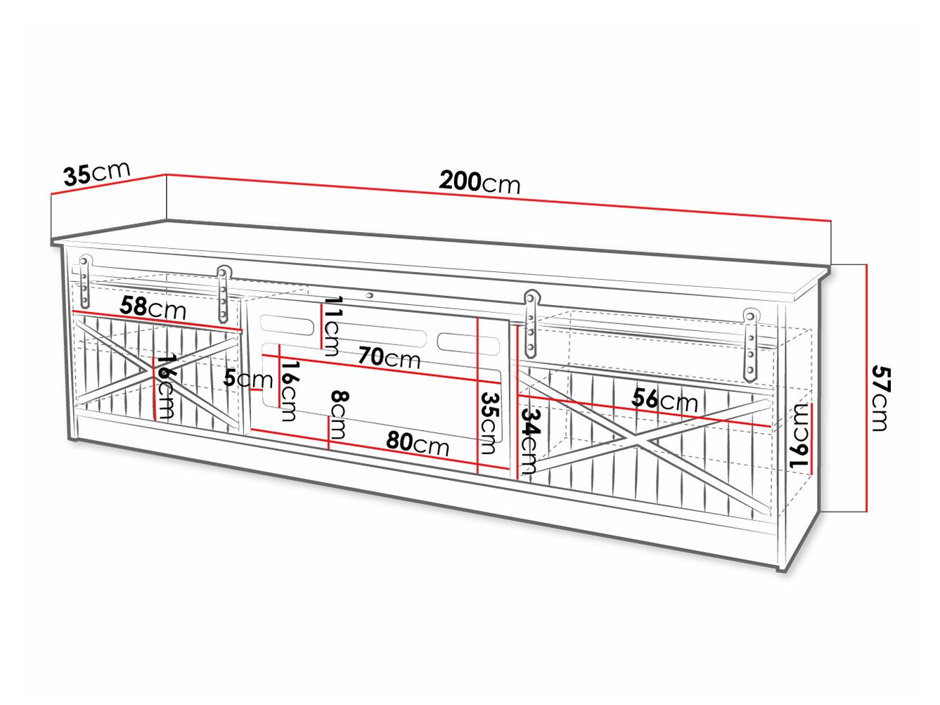 Mueble TV Charlotte 165 (Arbol envejecido)