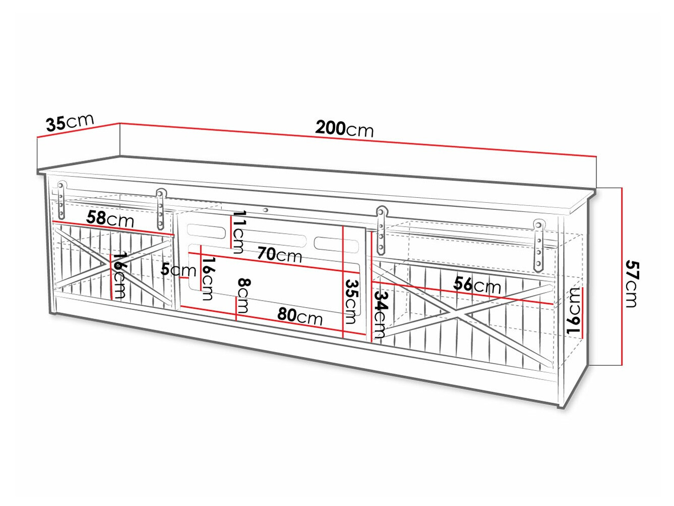 Mueble TV Charlotte 165 (Arbol envejecido)