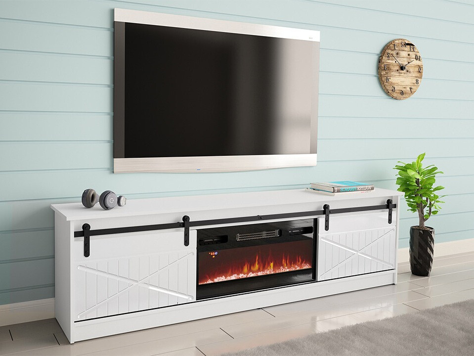 Mueble TV Charlotte 165 (Blanco + Blanco brillante)