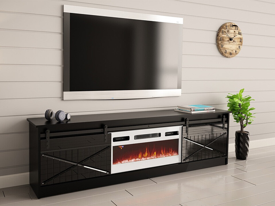 Mueble TV Charlotte 165 (Negro + Negro brillante)
