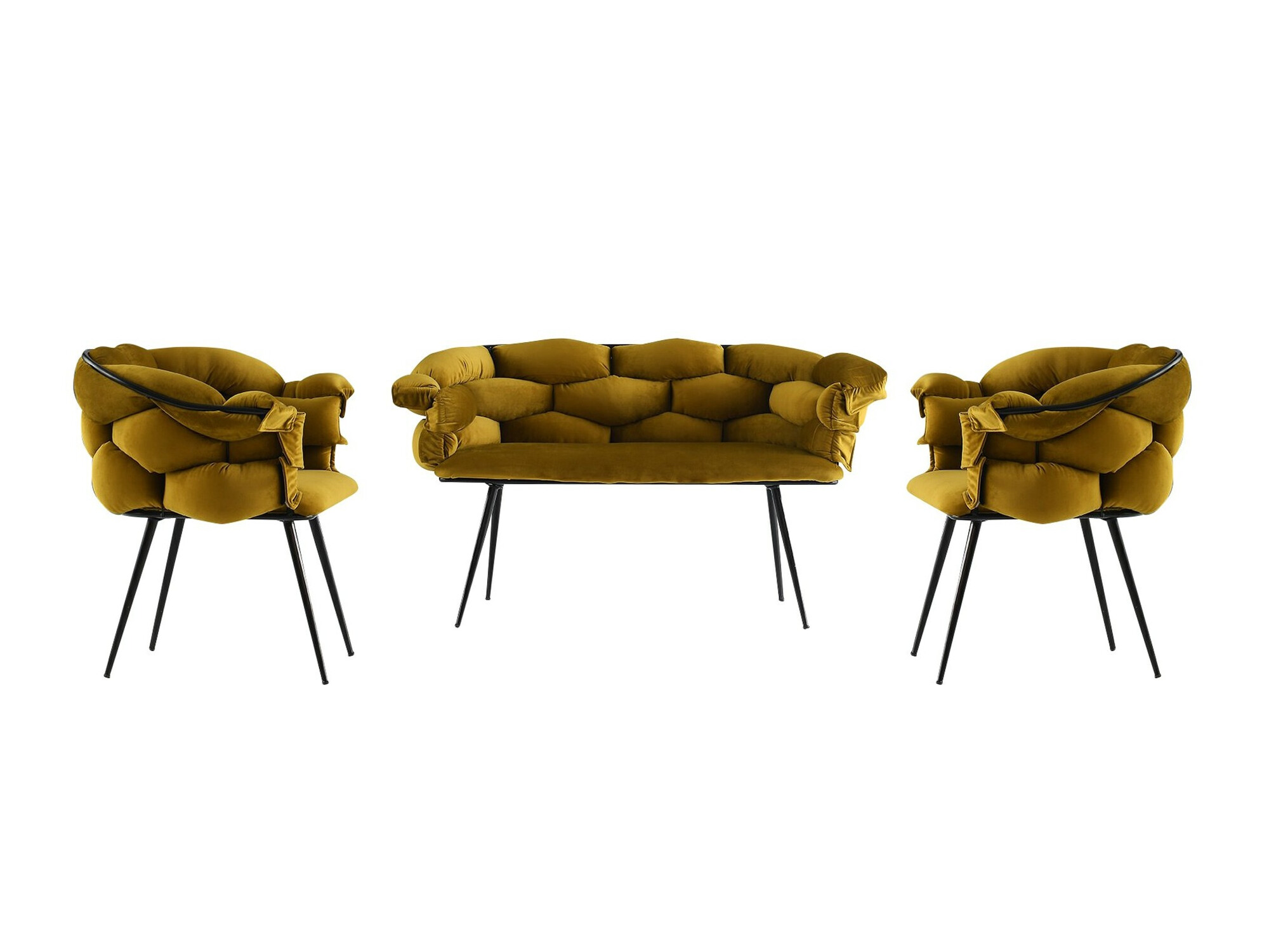 Conjunto de muebles tapizado Kailua 2059 (Amarillo + Negro)