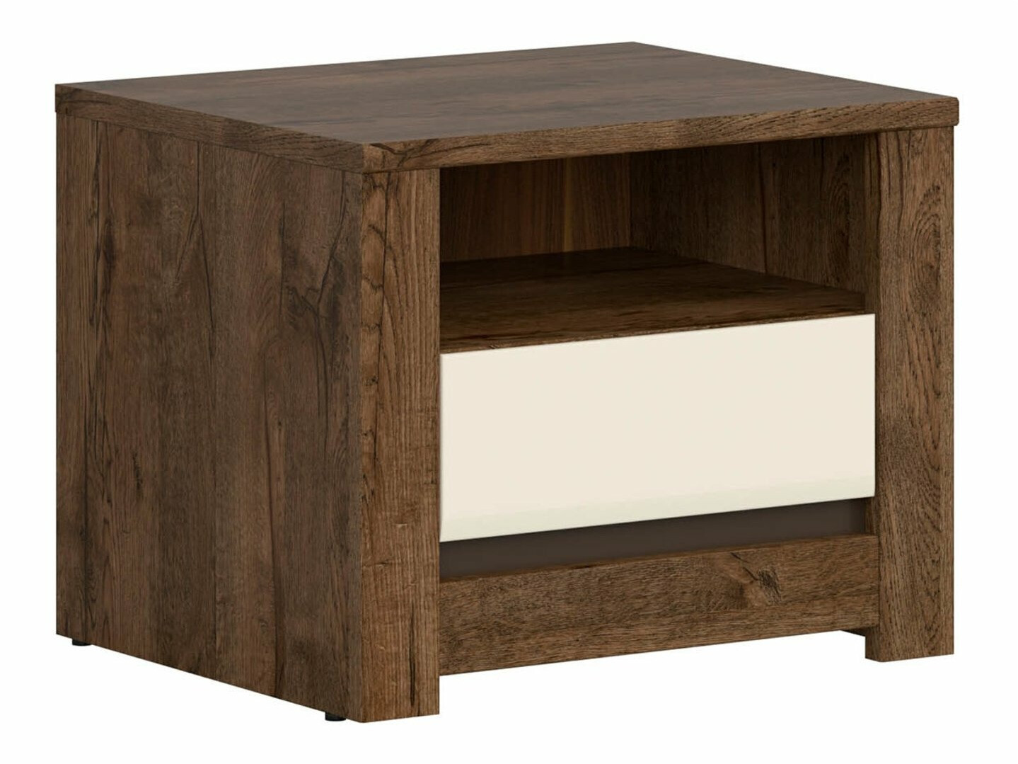 Mesilla de noche Ophevaru 115 (Crema brillante + April roble)