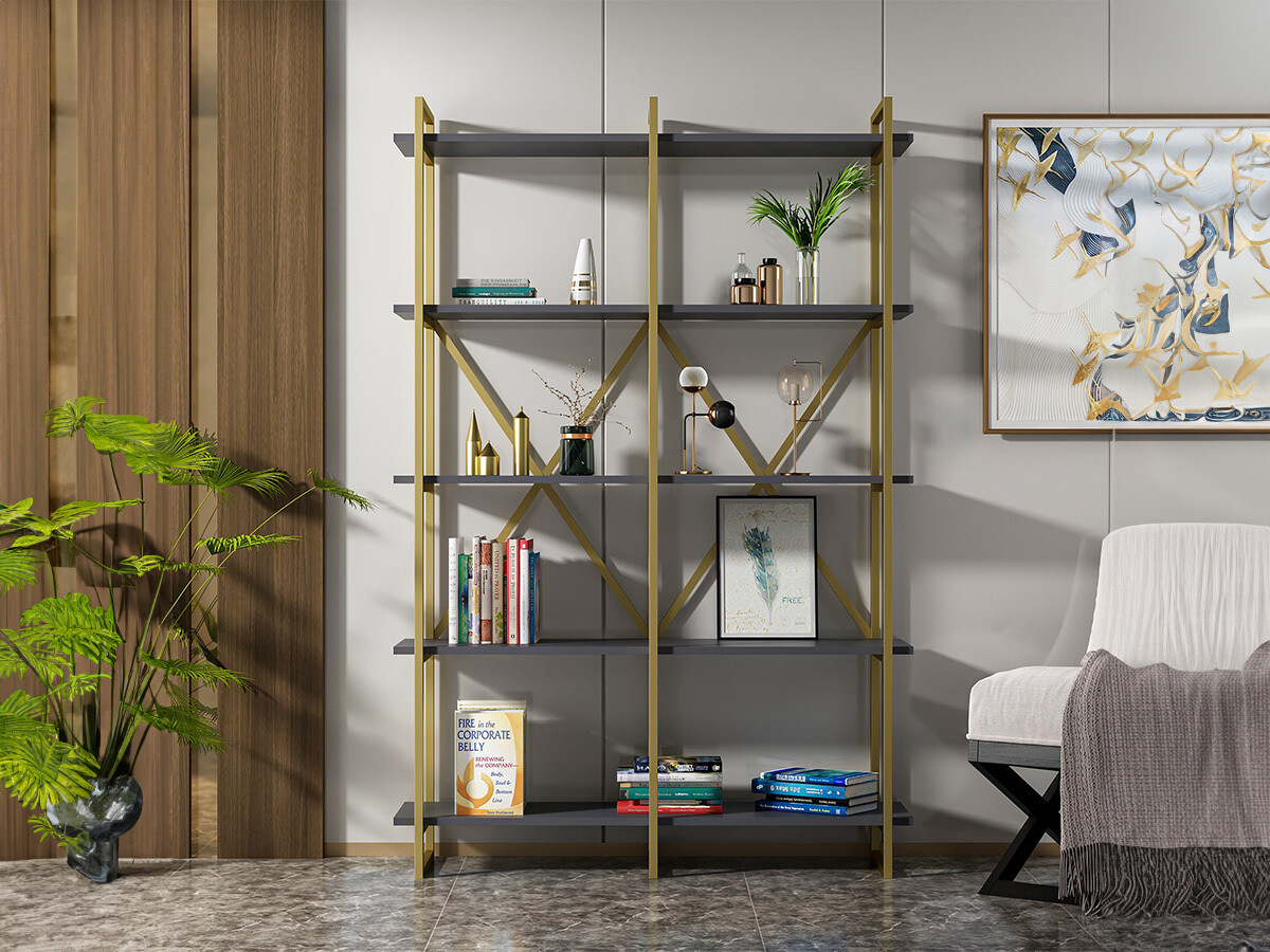 Estantería Kailua 2060 (Antracita + Dorado)