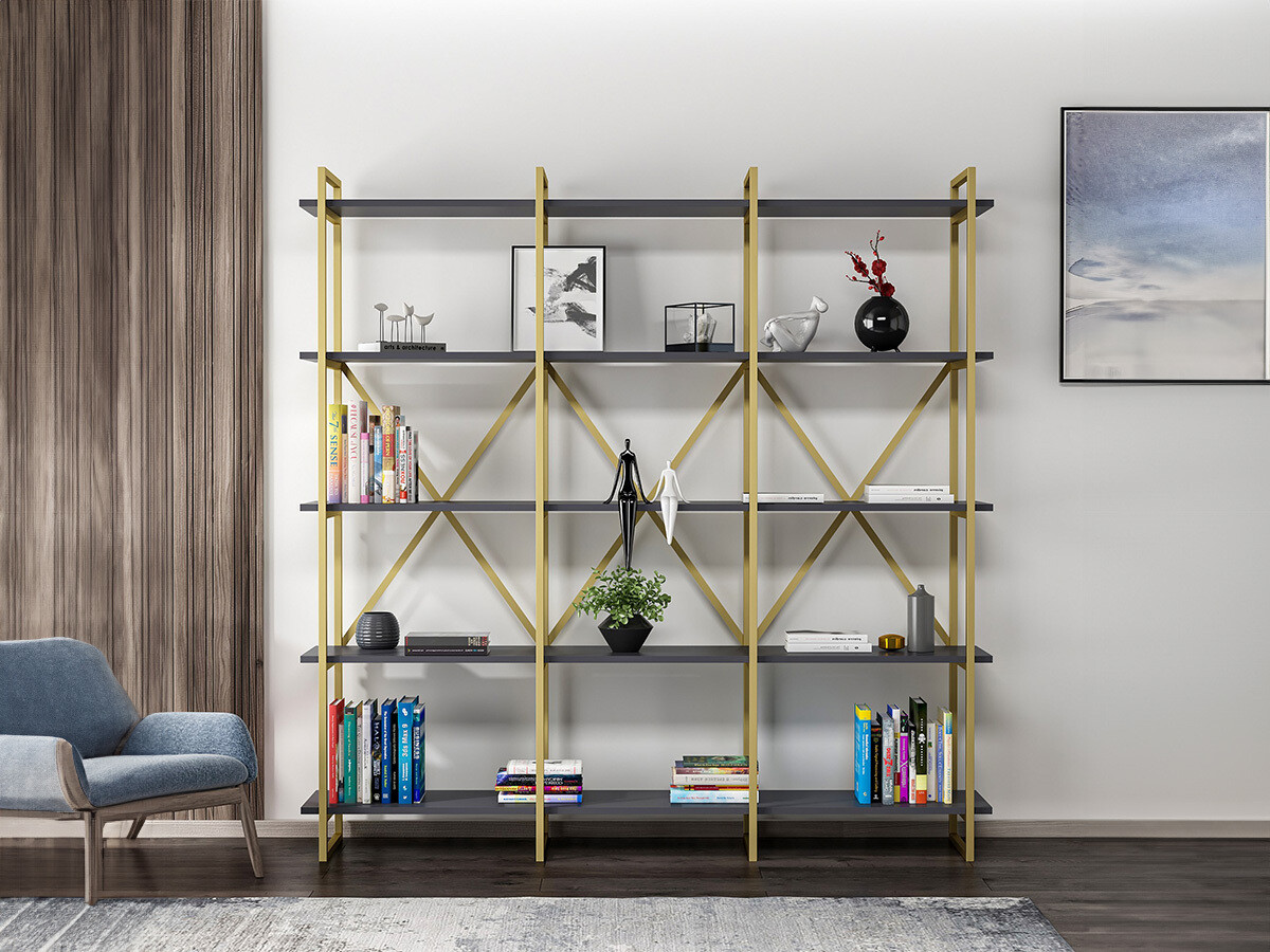 Estantería Kailua 2061 (Antracita + Dorado)