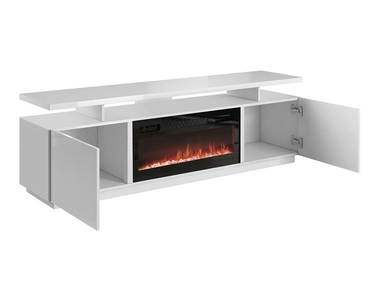 Mueble TV Charlotte 151 (Blanco + Blanco brillante)