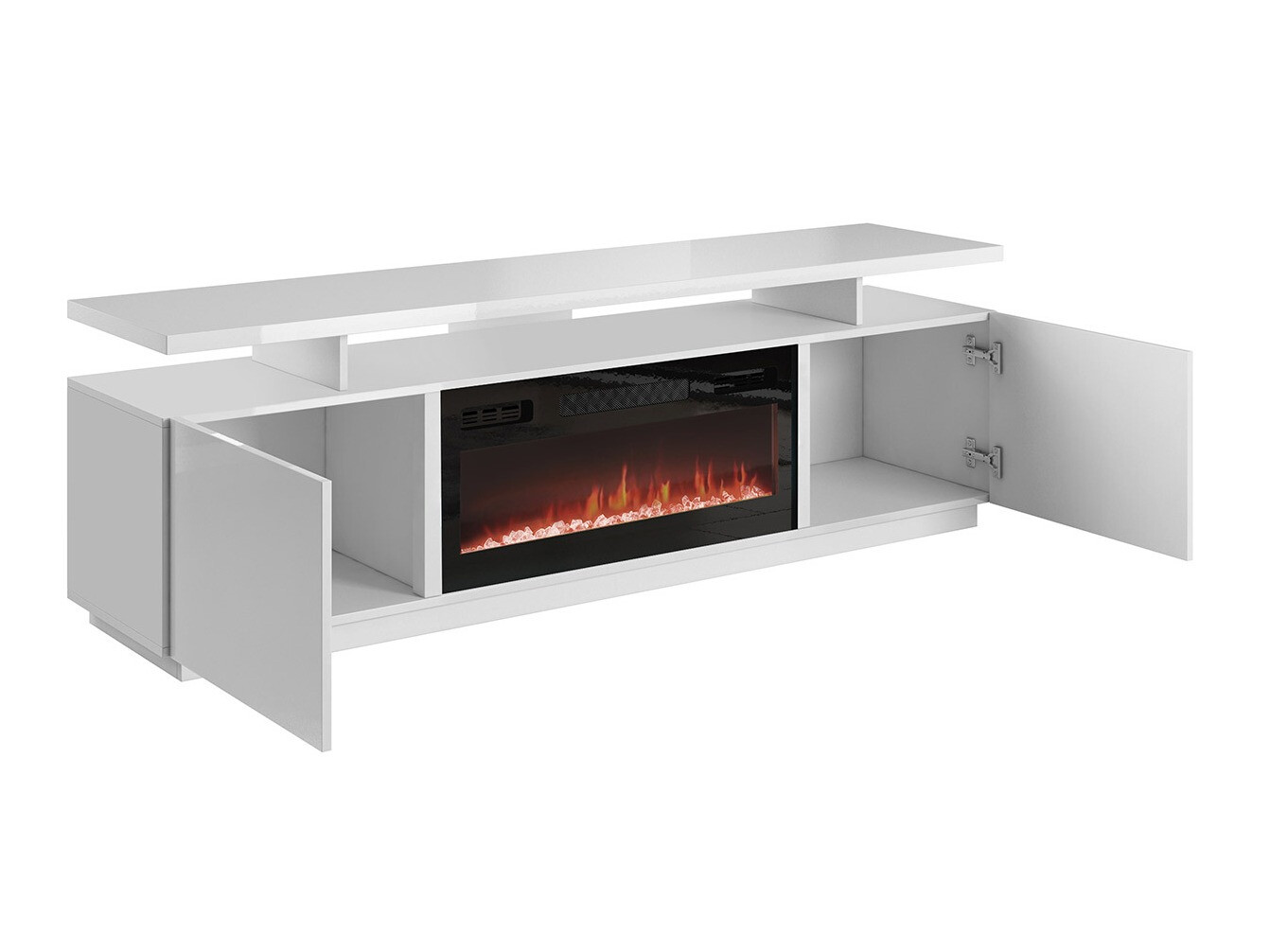 Mueble TV Figura I (Blanco + Blanco brillante)