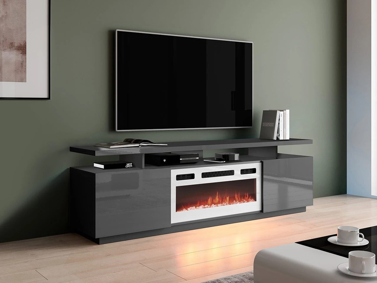 Mueble TV Figura I (Grafito + Grafito brillante)