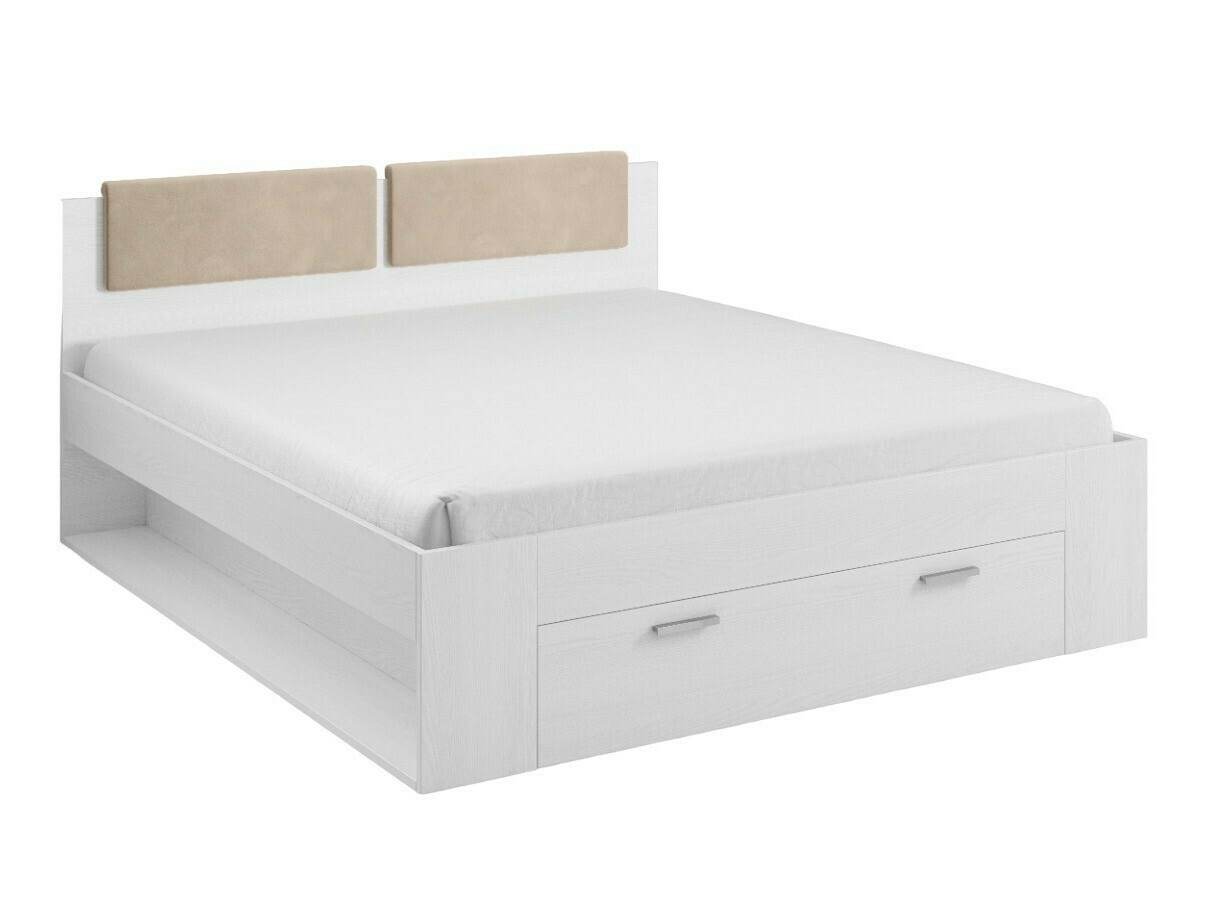 Cama Levruvu 106 (Fresno blanqueado + Beige)