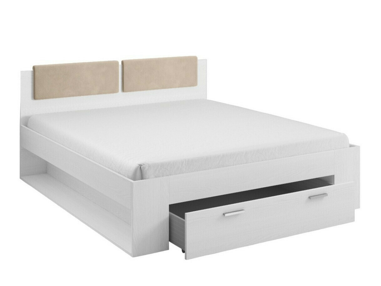 Cama Levruvu 106 (Fresno blanqueado + Beige)