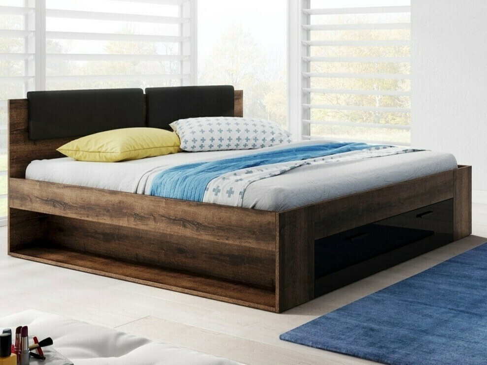 Cama Levruvu 106 (Roble del Monastery + Negro brillante)