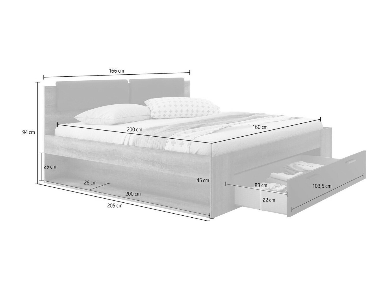 Cama Levruvu 106 (Roble del Monastery + Negro)