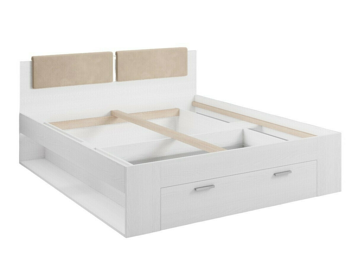 Cama Levruvu 111 (Fresno blanqueado + Beige)