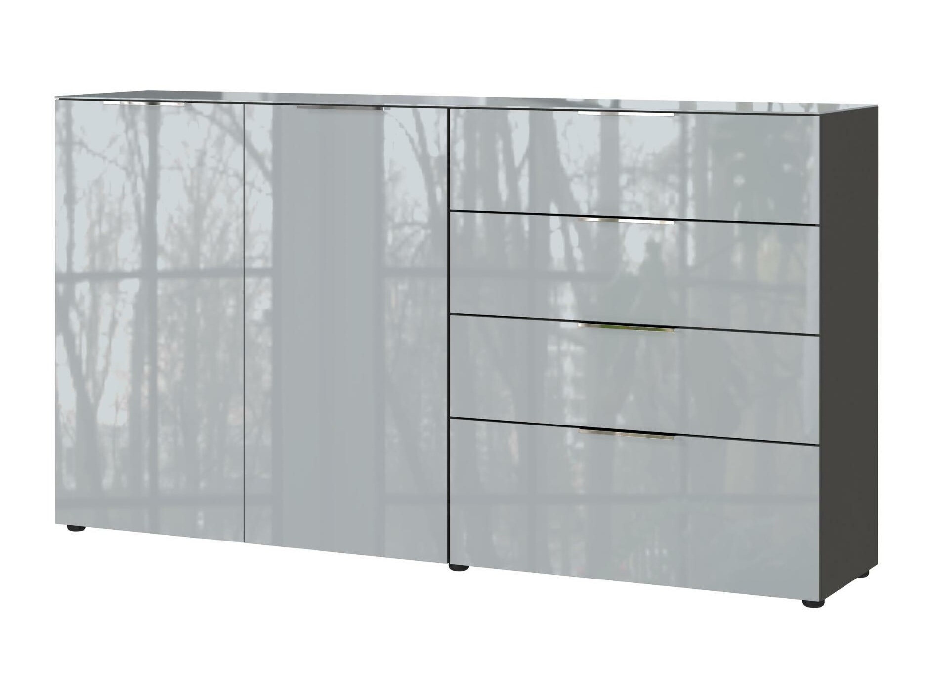 Cómoda Sacramento 302 (Grafito + Gris brillante)