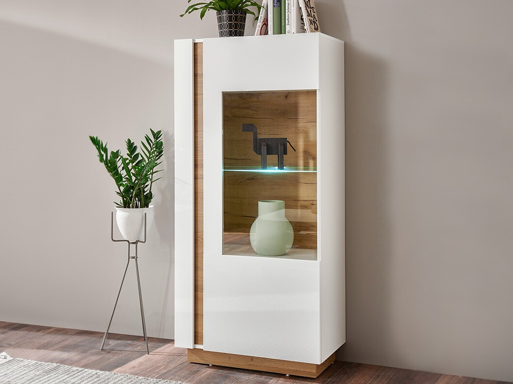 Estantería Veropho 101 (Blanco brillante + Roble nieto)